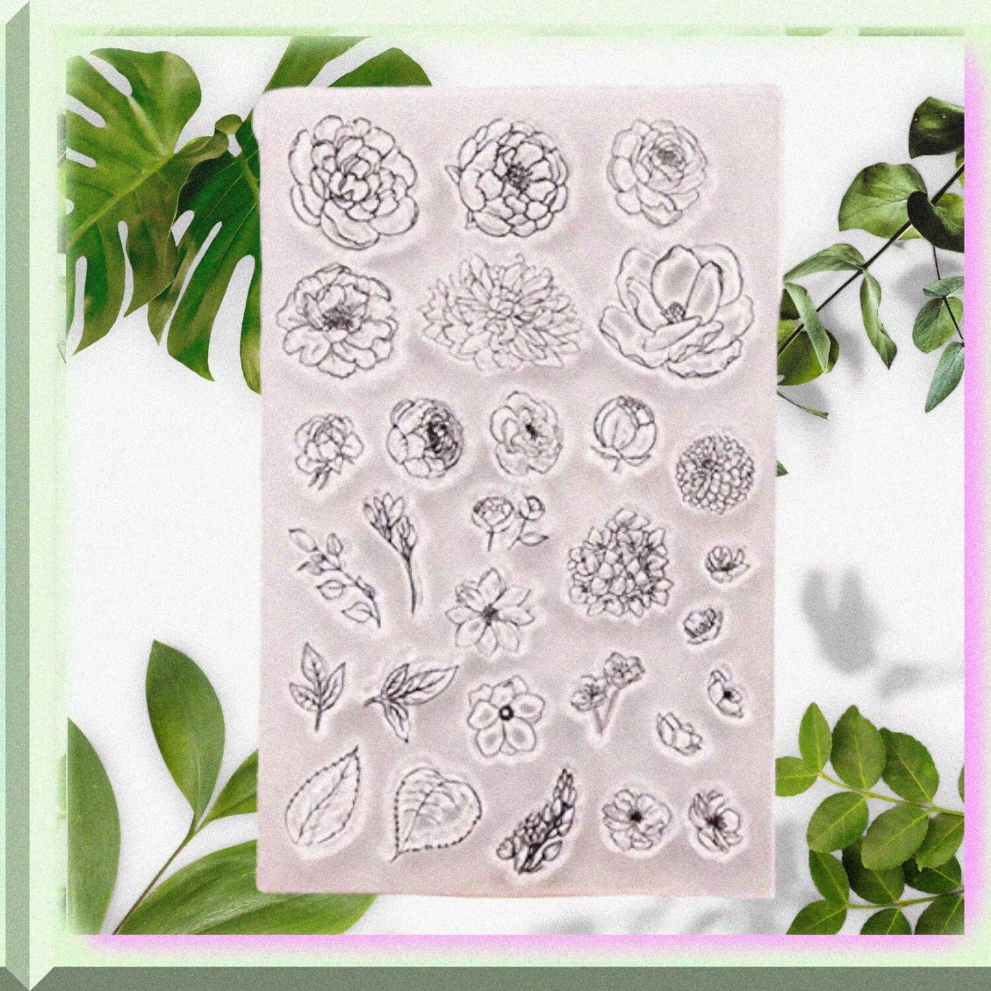 Flower Background Rubber Stamp 11x16cm