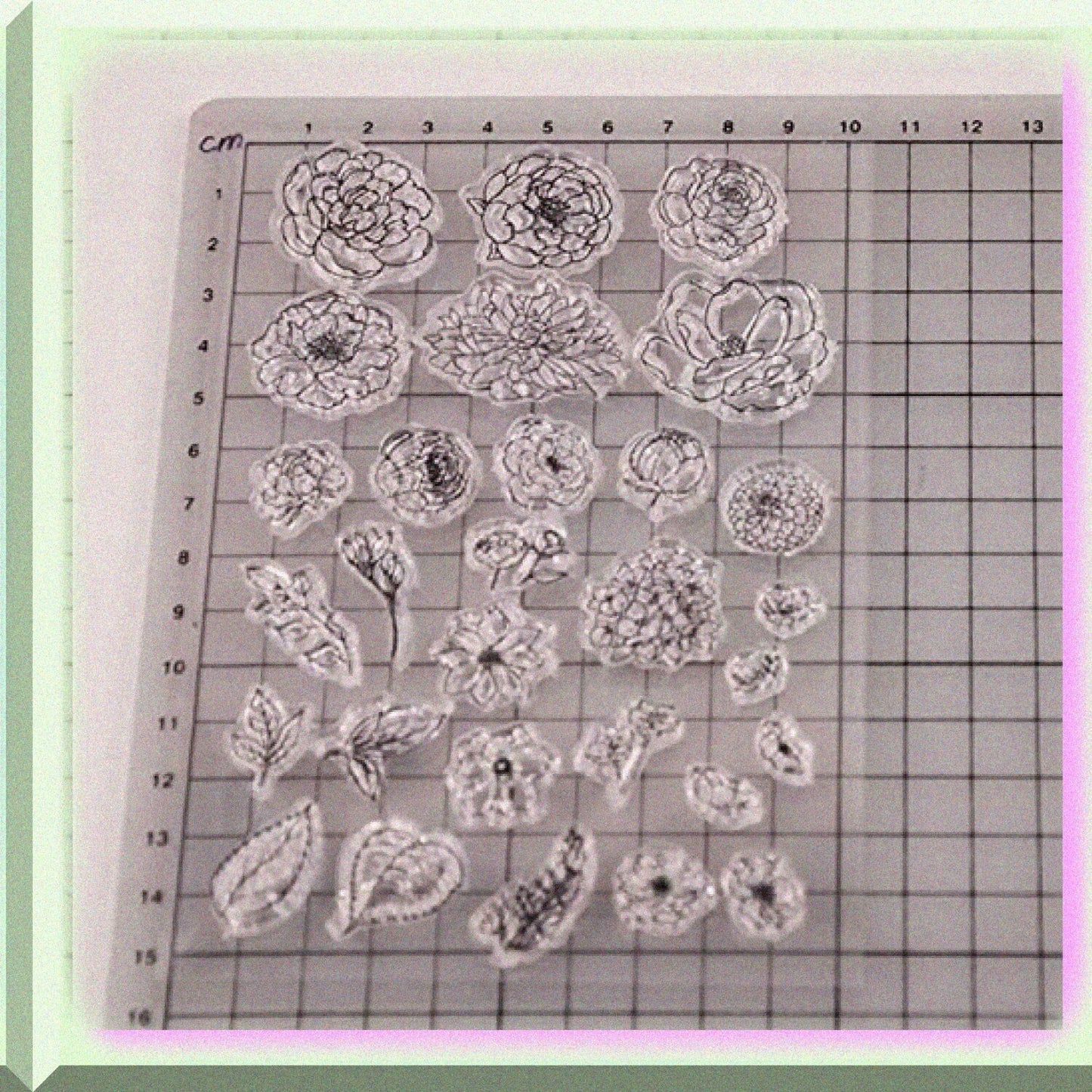 Flower Background Rubber Stamp 11x16cm