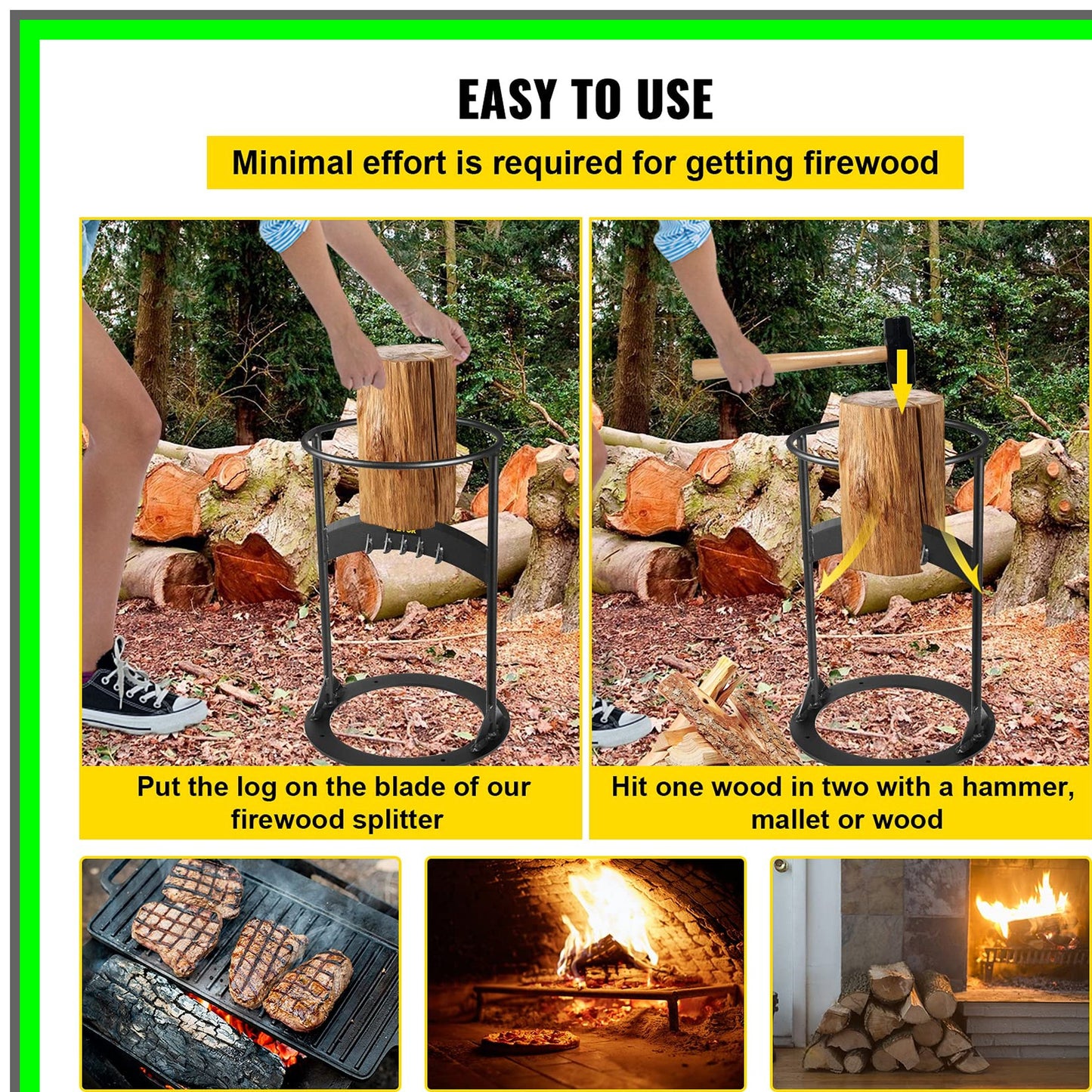 Efficient Q235 Steel Manual Wedge Wood Splitter for Easy Firewood Cutting