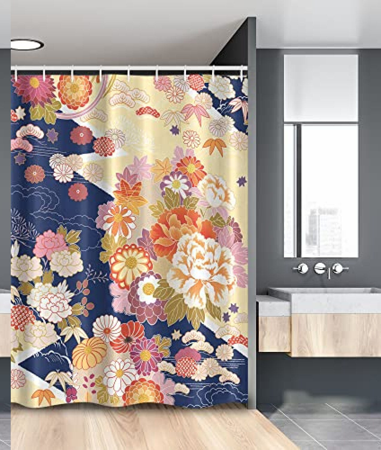 Stall Shower Curtain Pastel Yellow Floral 54x78