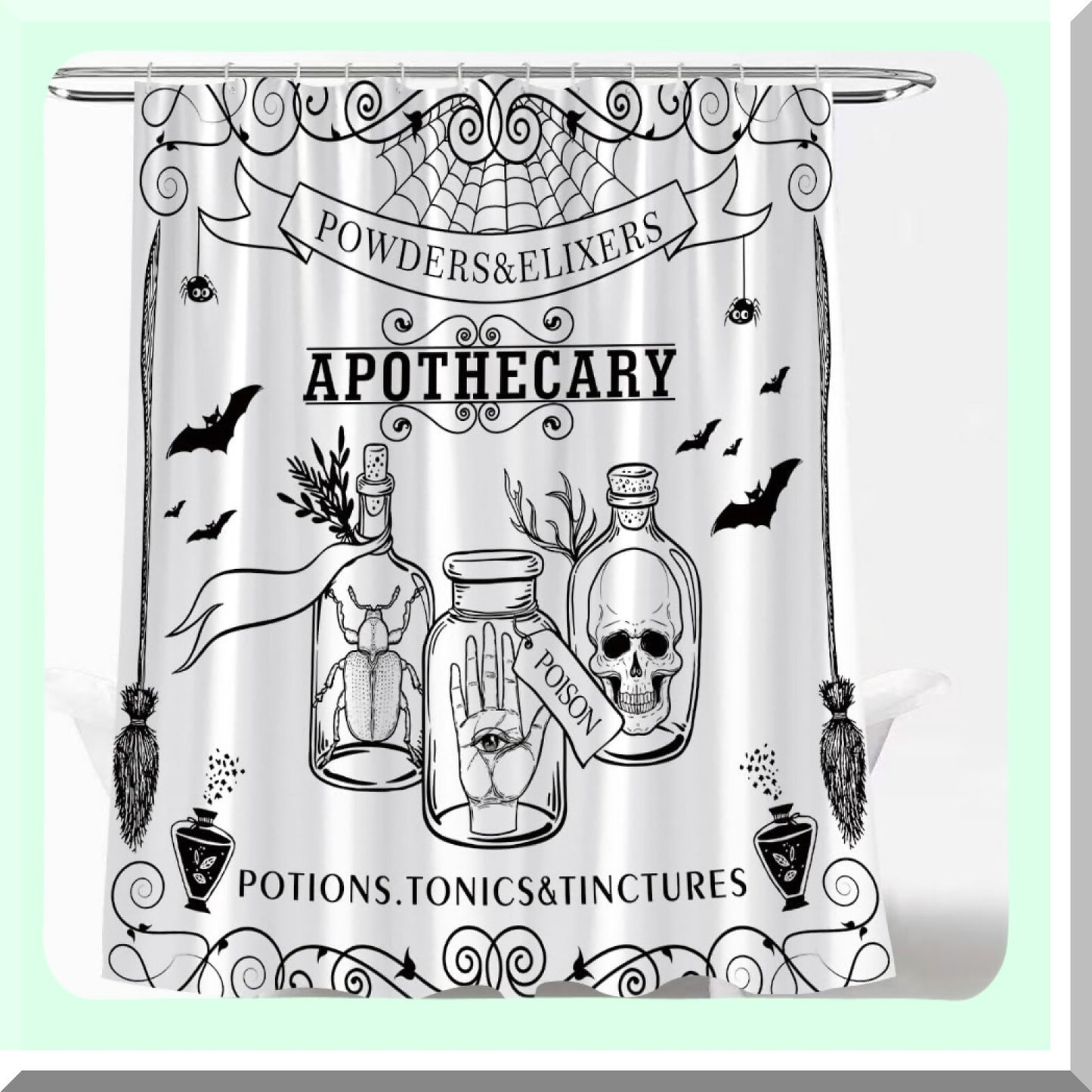 Spooky Shower Curtain Black Alchemy 70x70 Inch