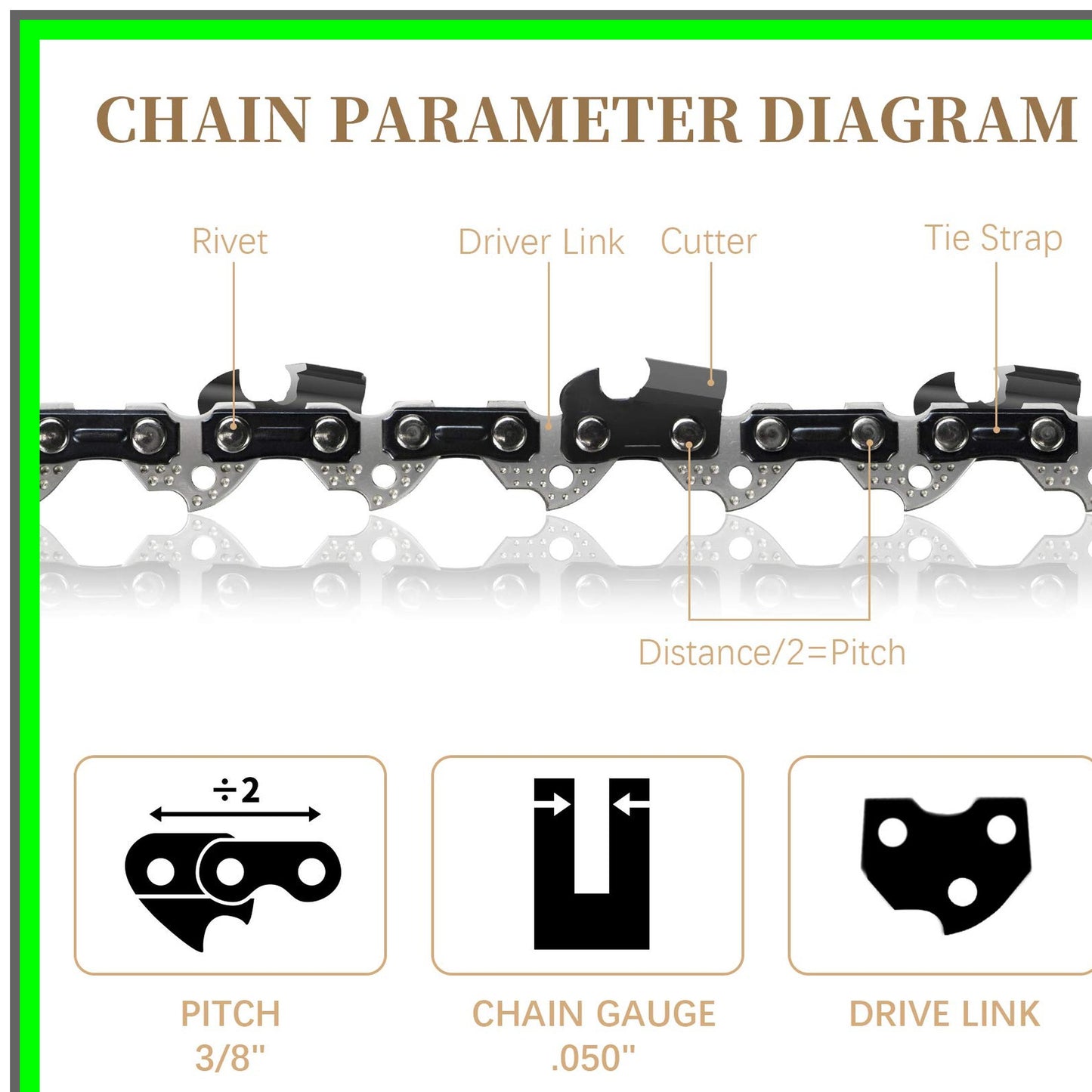 S62 18 Inch Chainsaw Chain for Oregon, Poulan Pro, EGO, and More