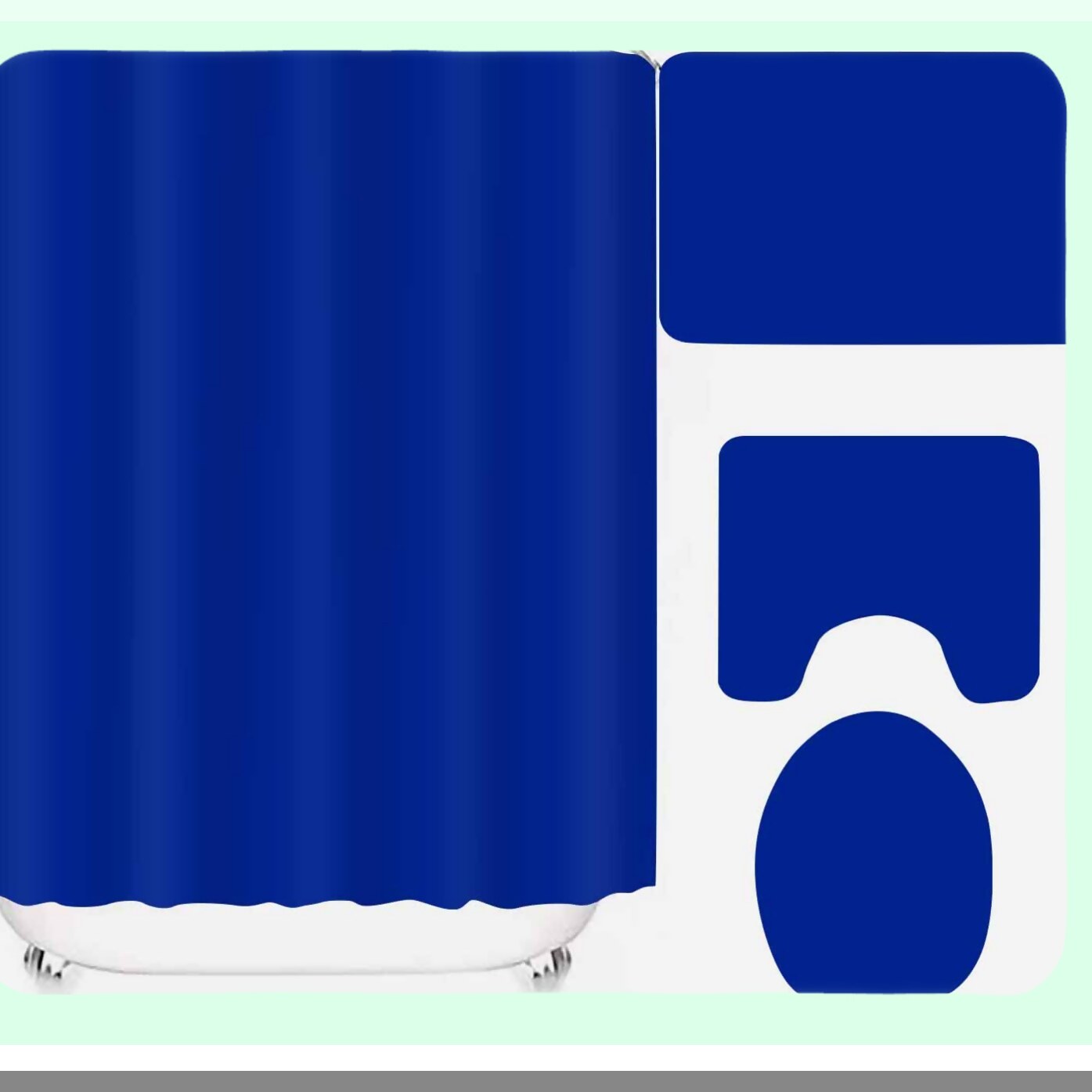 Royal Blue 4-Piece Bathroom Shower Curtain Set