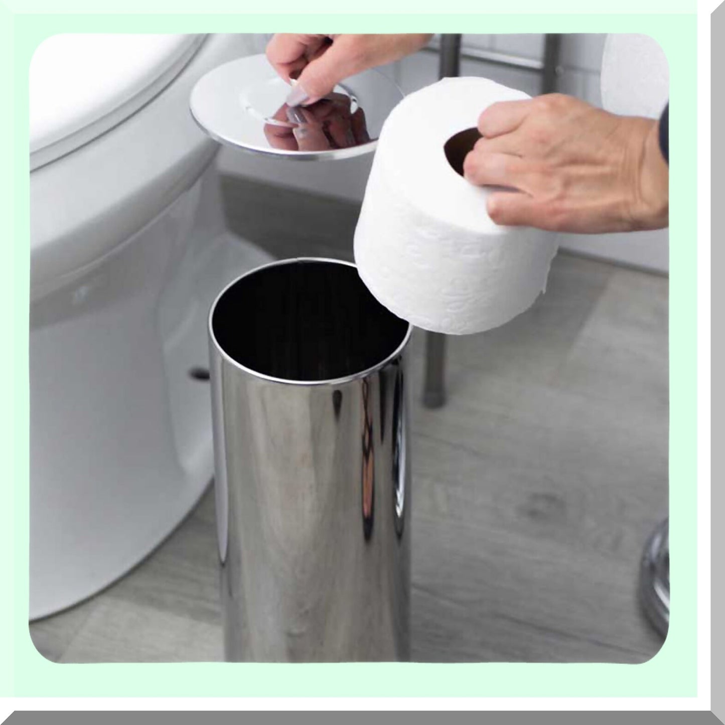 Chrome Tet Paper Canister Holder 14.6x7x5.7 inches