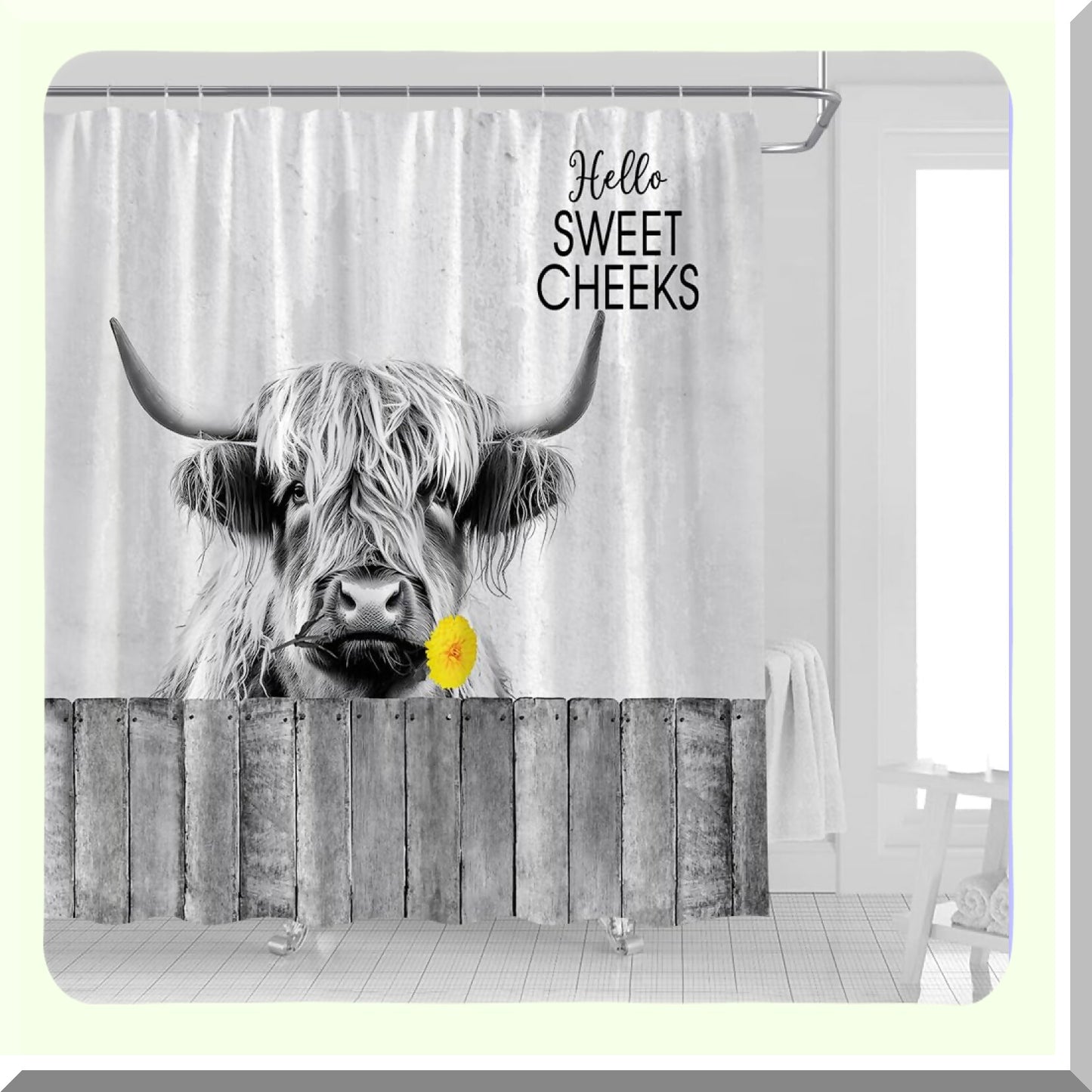 Farmhouse Highland Cow Shower Curtain 70x70