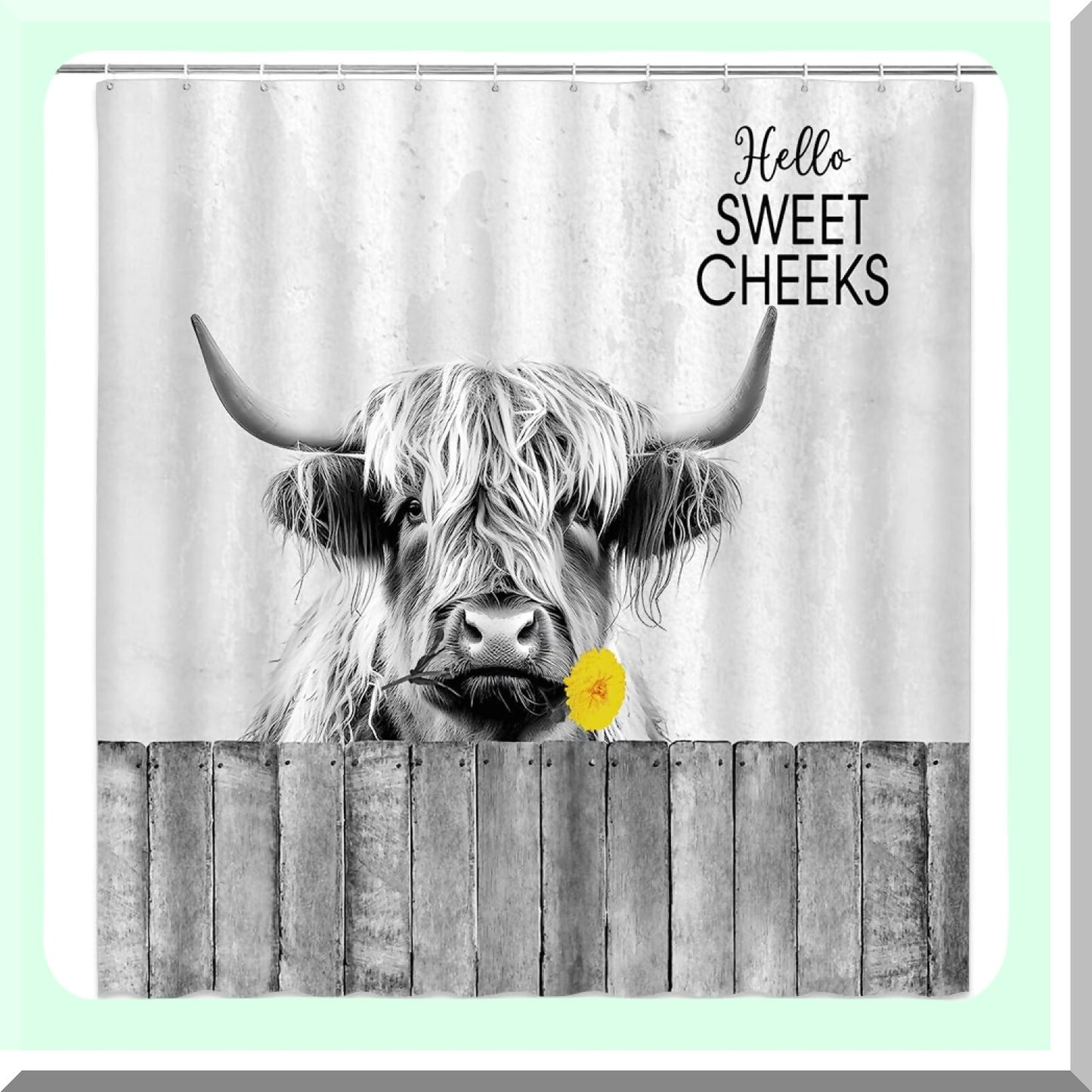 Farmhouse Highland Cow Shower Curtain 70x70