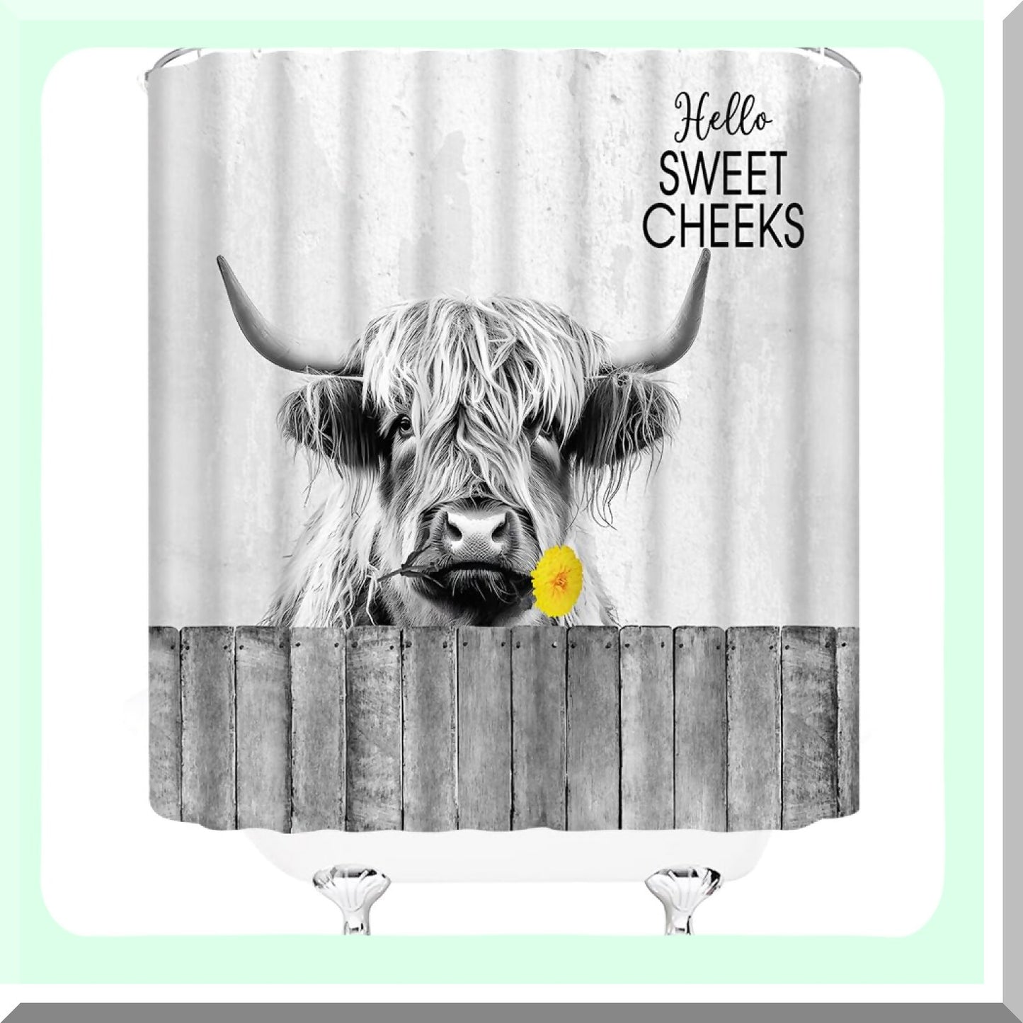 Farmhouse Highland Cow Shower Curtain 70x70