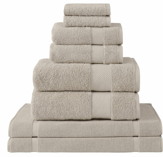 8-Piece Turkish Cotton Bathroom Towel Set Beige