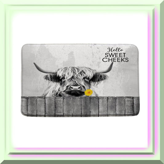 Farmhouse Highland Cow Bath Mat 18x30 Inch