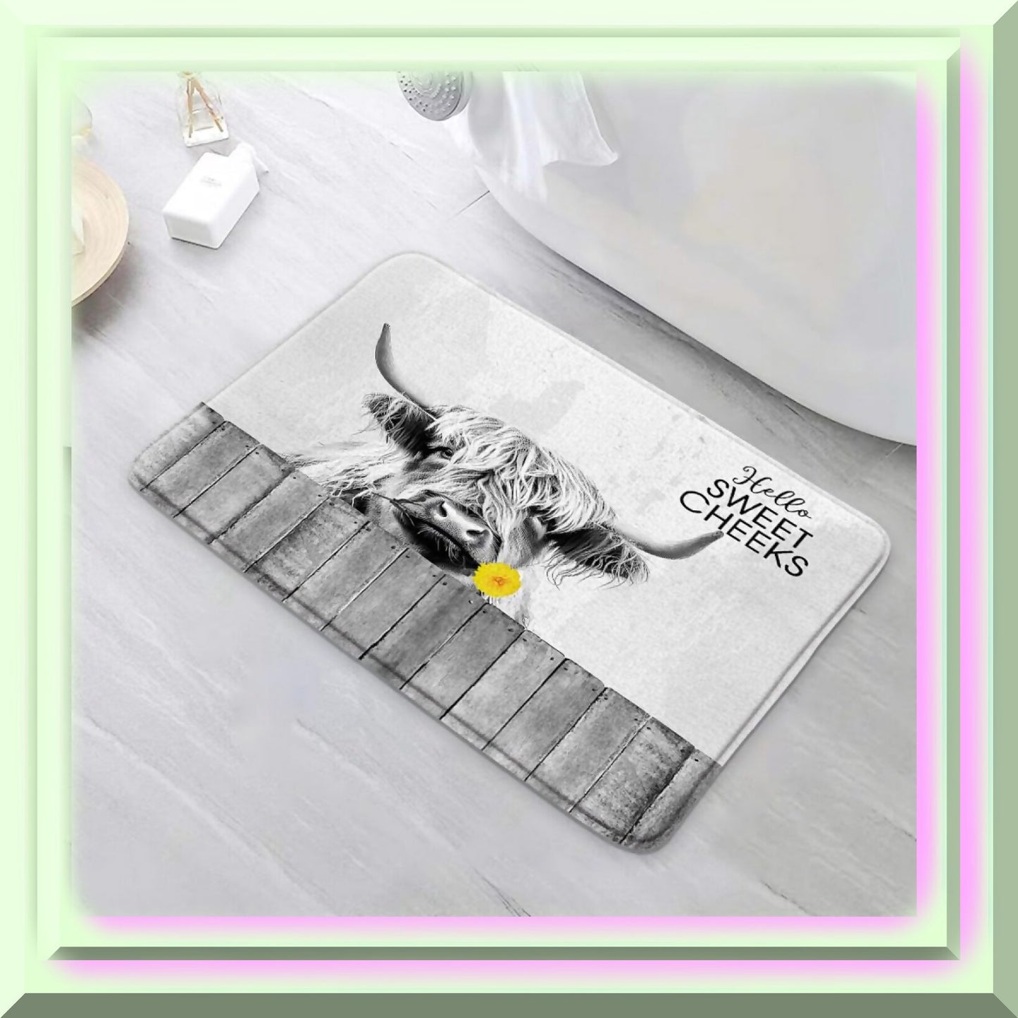 Farmhouse Highland Cow Bath Mat 18x30 Inch