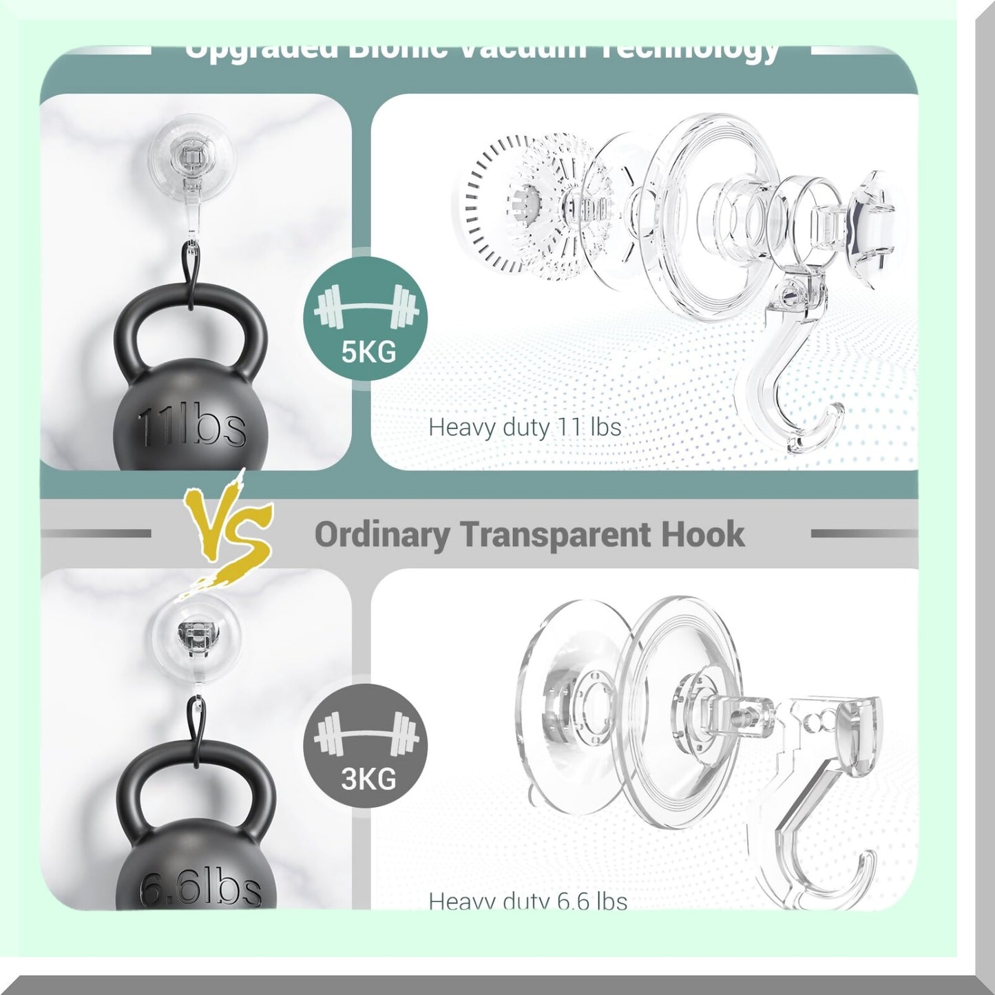 4Pcs Suction Cup Hooks Waterproof Bathroom Kitchen Office