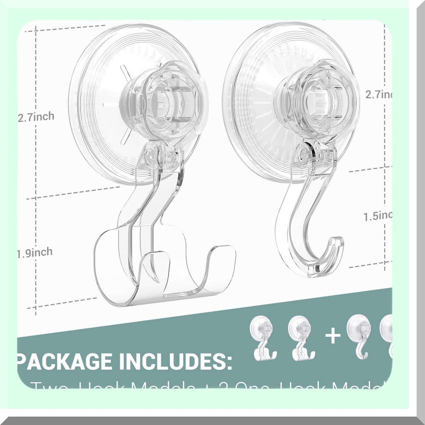 4Pcs Suction Cup Hooks Waterproof Bathroom Kitchen Office