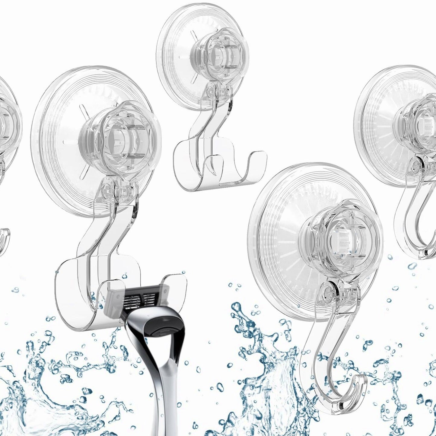 4Pcs Suction Cup Hooks Waterproof Bathroom Kitchen Office