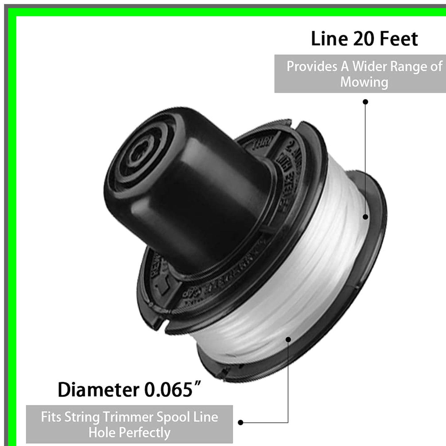 Efficient 20ft String Trimmer Line 0.065" for Black Decker 8-Pack Spool