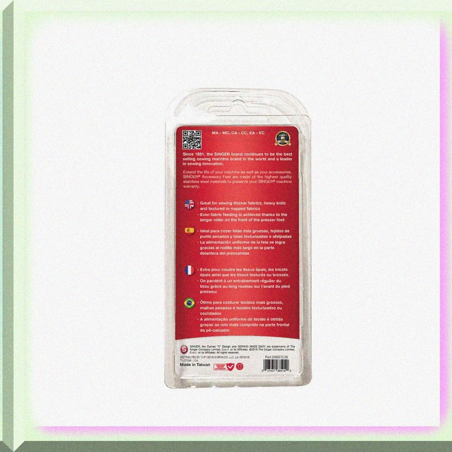 Roller Foot for Leather Vinyl Napped Fabrics