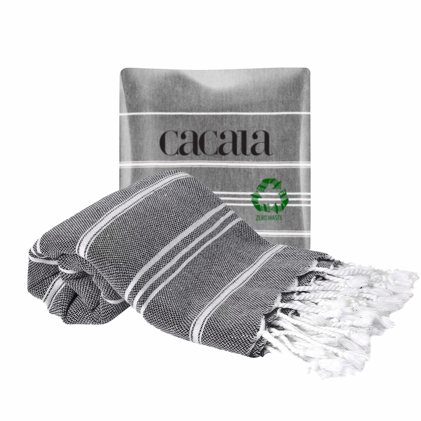Turkish Cotton Kitchen Tea Towels, Black, 23x36