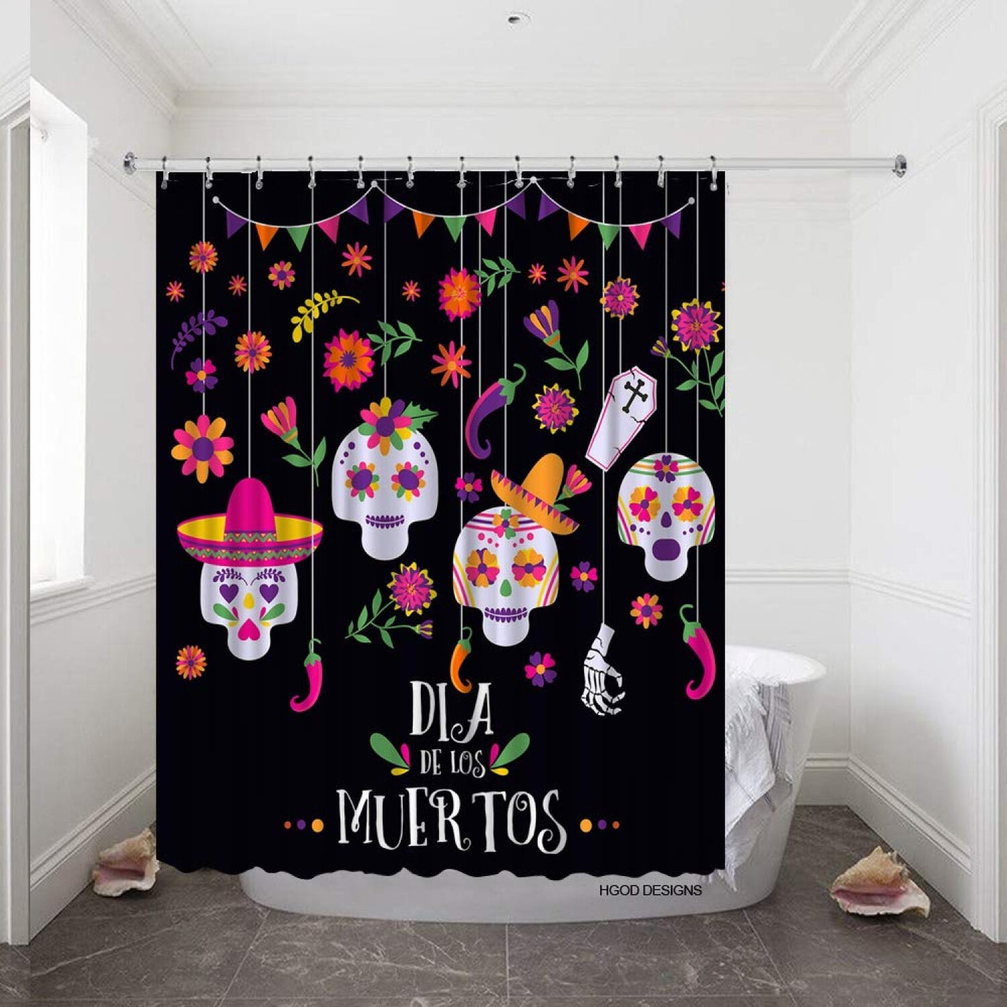 Day of The Dead Shower Curtain Set 60"x72"