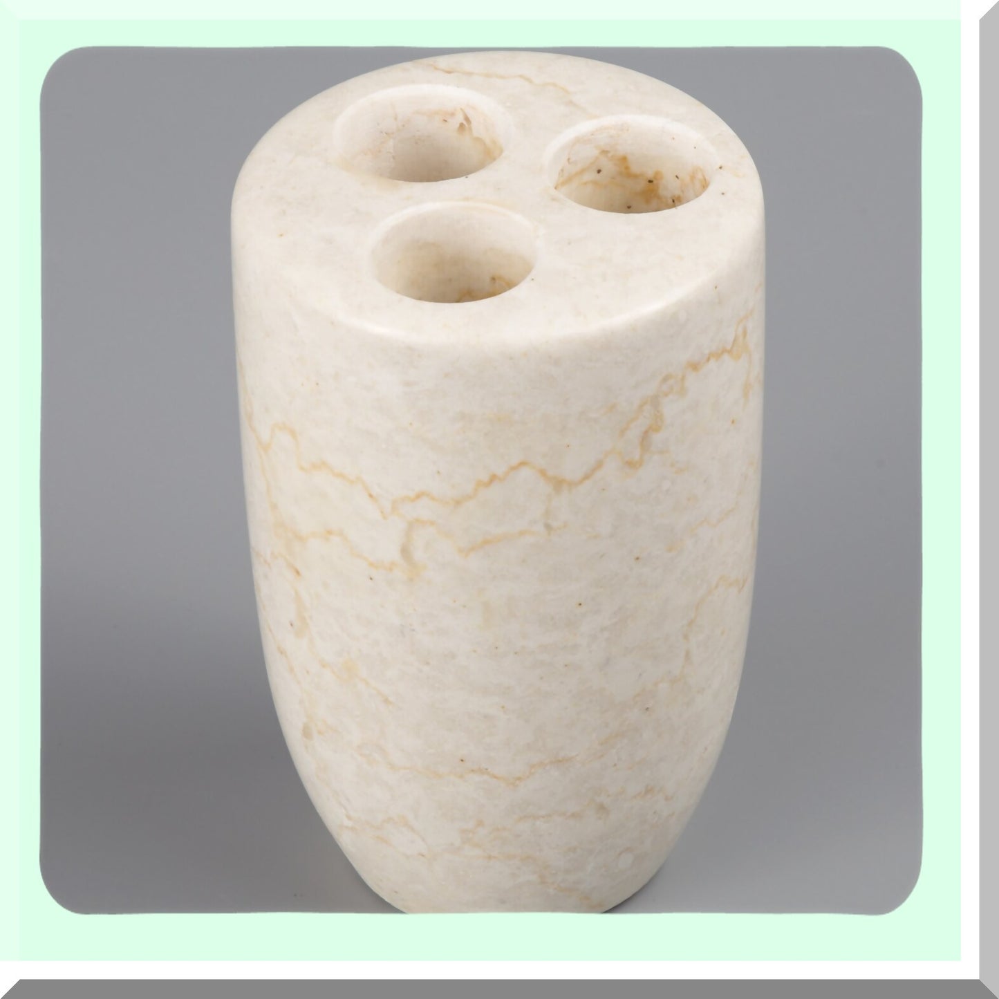 Marble Bullet Toothbrush & Makeup Brush Holder Beige