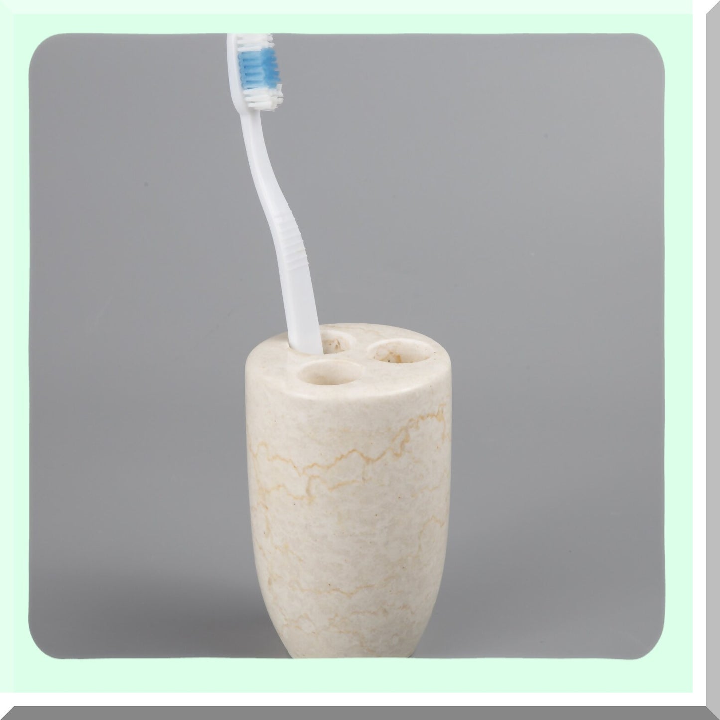 Marble Bullet Toothbrush & Makeup Brush Holder Beige