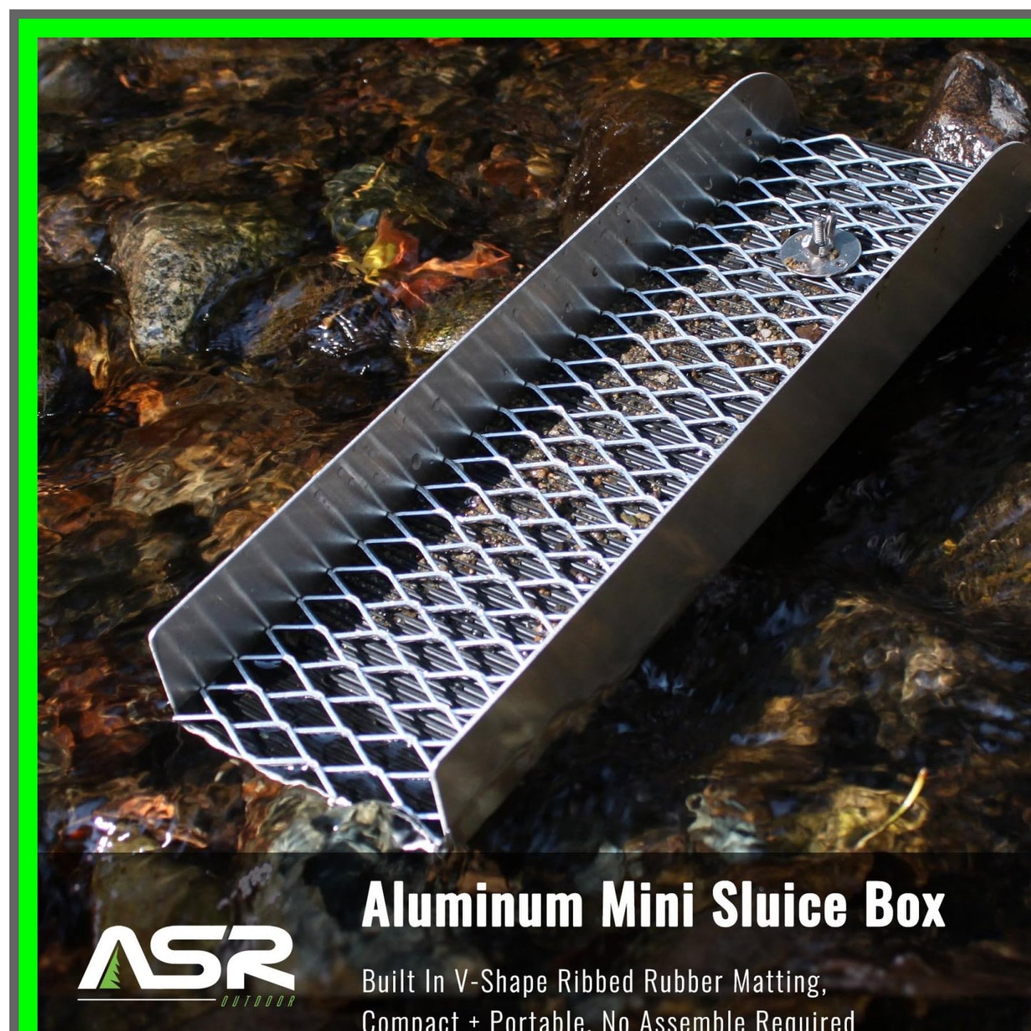 Compact Gold Panning Sluice Box with Rubber Matting for Efficient Recovery