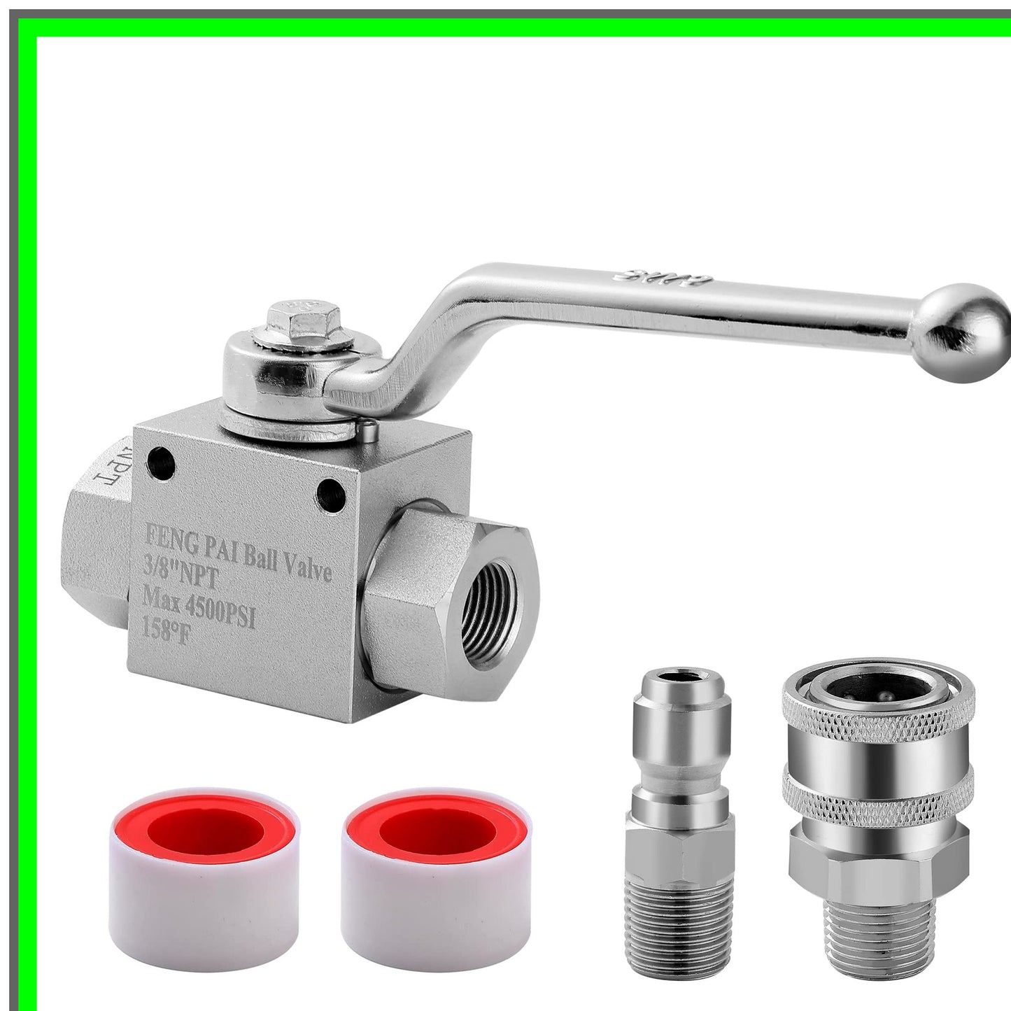 Stainless Steel Ball Valve Kit for 4500 PSI Pressure Washer Hose Accessories