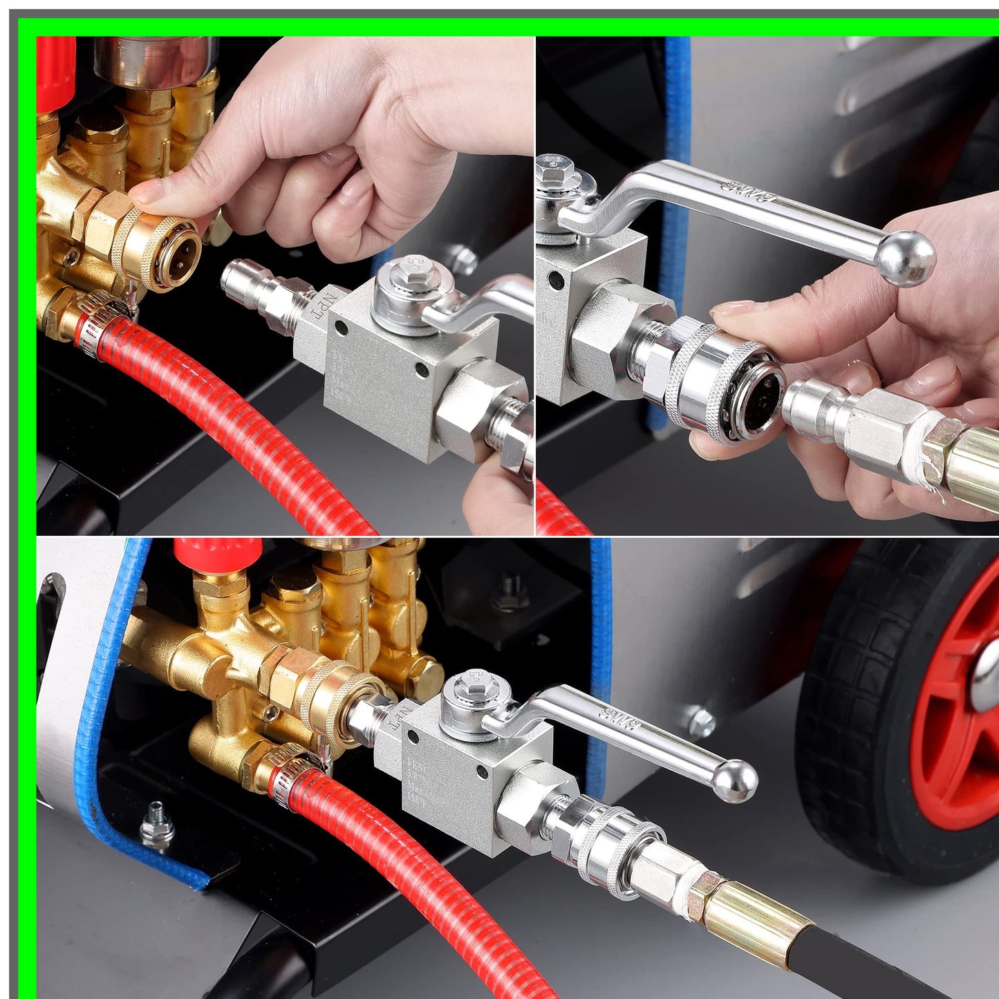 Stainless Steel Ball Valve Kit for 4500 PSI Pressure Washer Hose Accessories