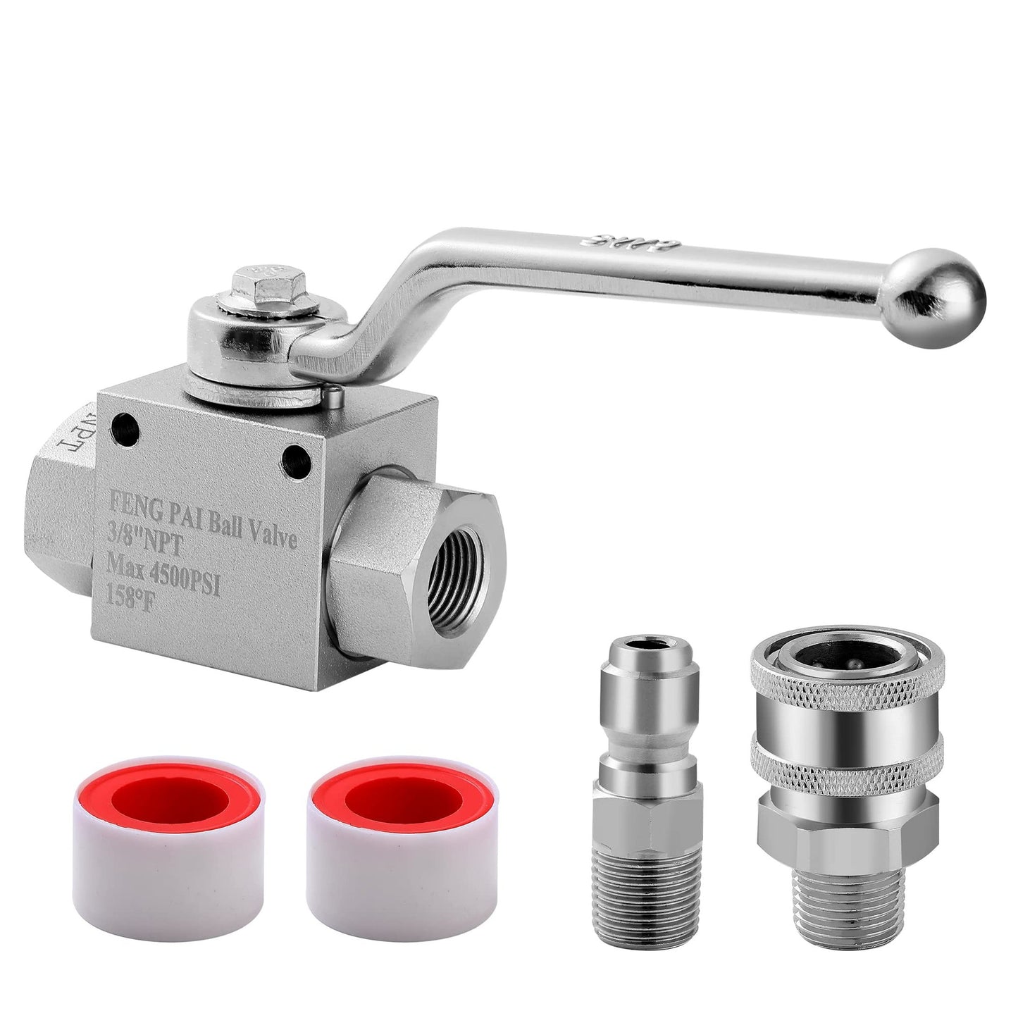Stainless Steel Ball Valve Kit for 4500 PSI Pressure Washer Hose Accessories