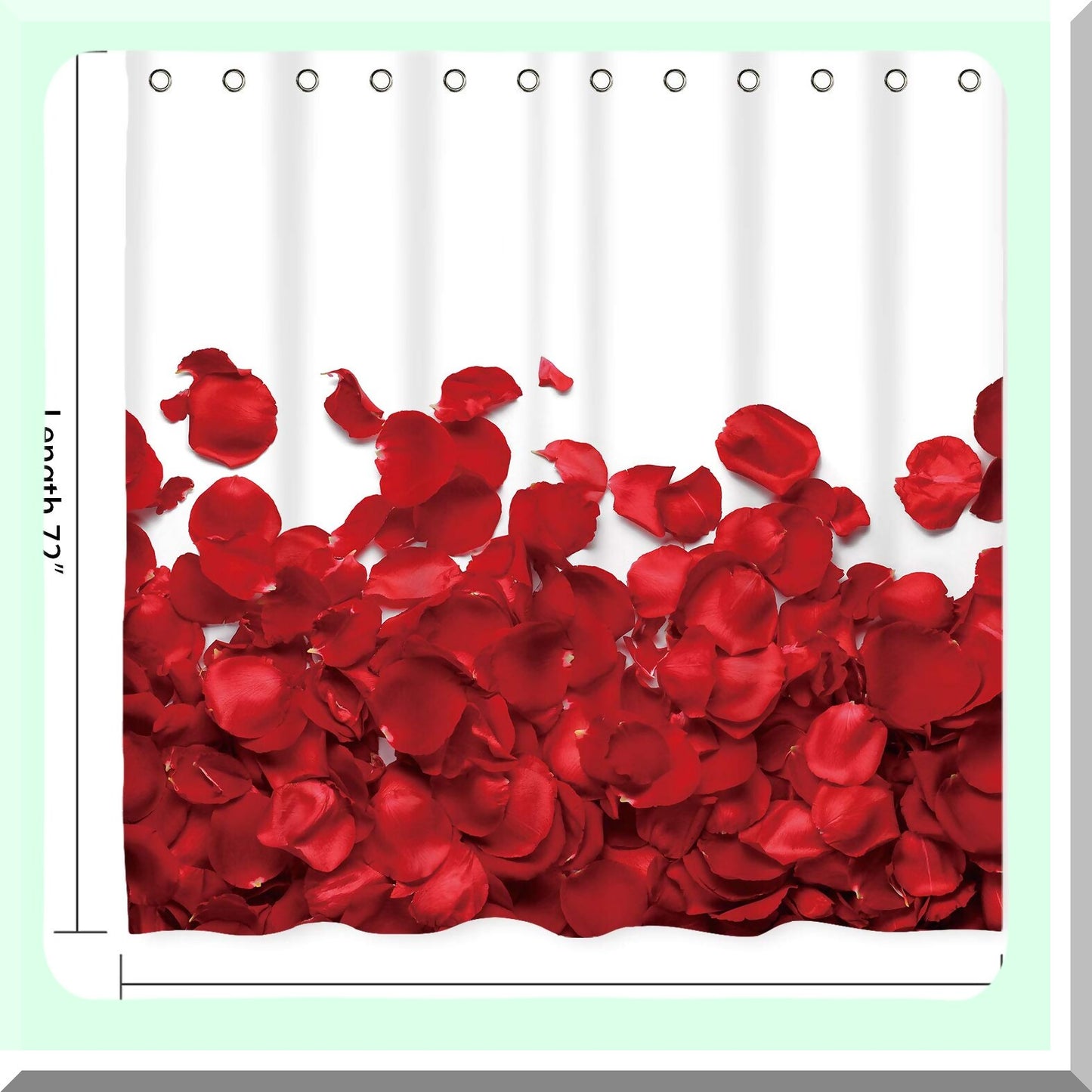 Rose Decor Shower Curtain 72x72 White and Red