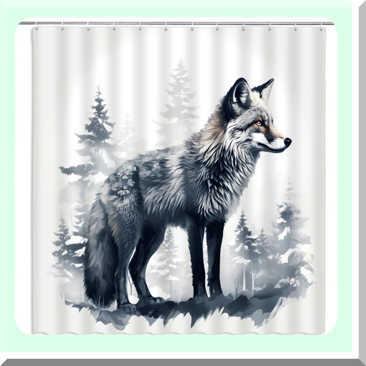 Snow Forest Animal Shower Curtain 70x70 Inches