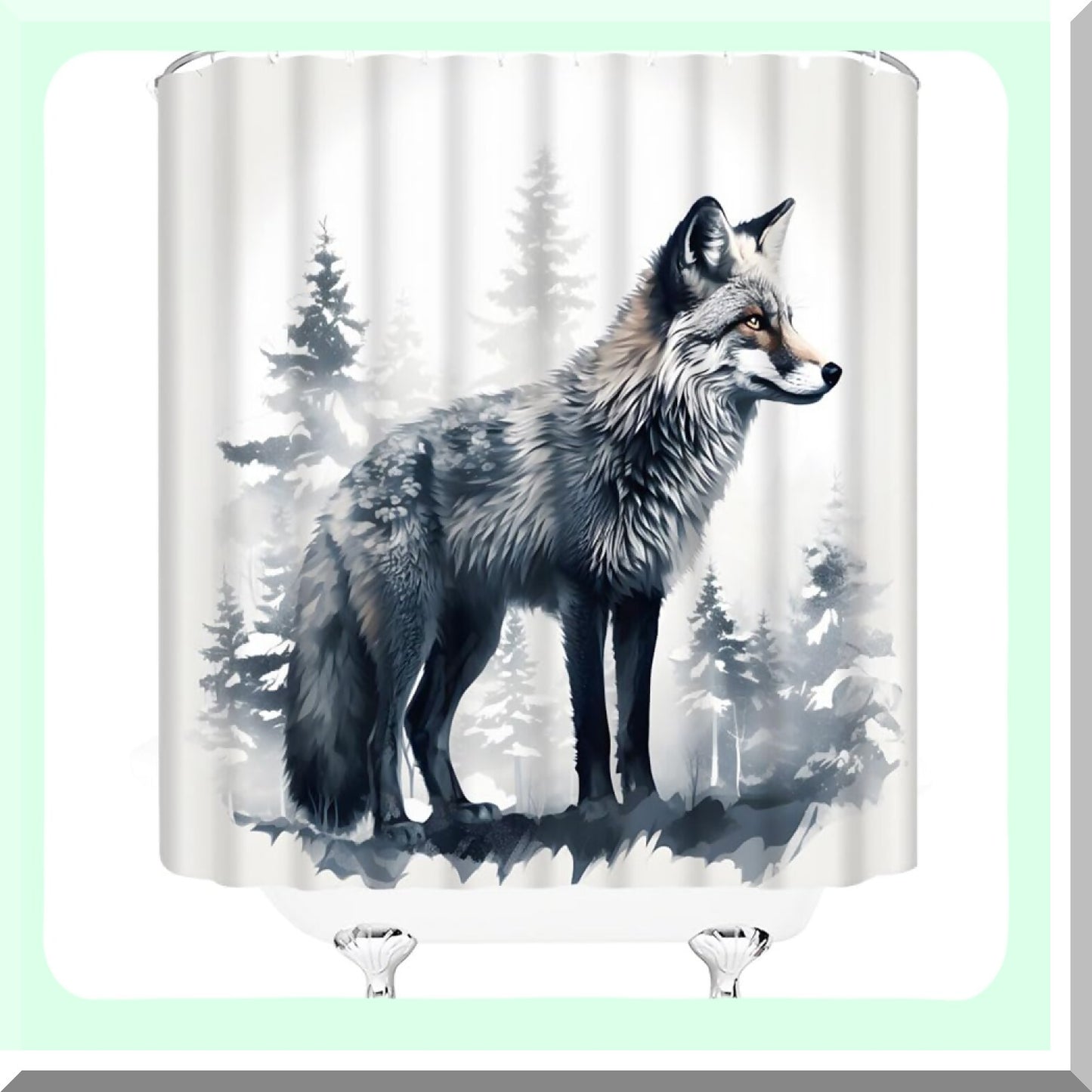 Snow Forest Animal Shower Curtain 70x70 Inches
