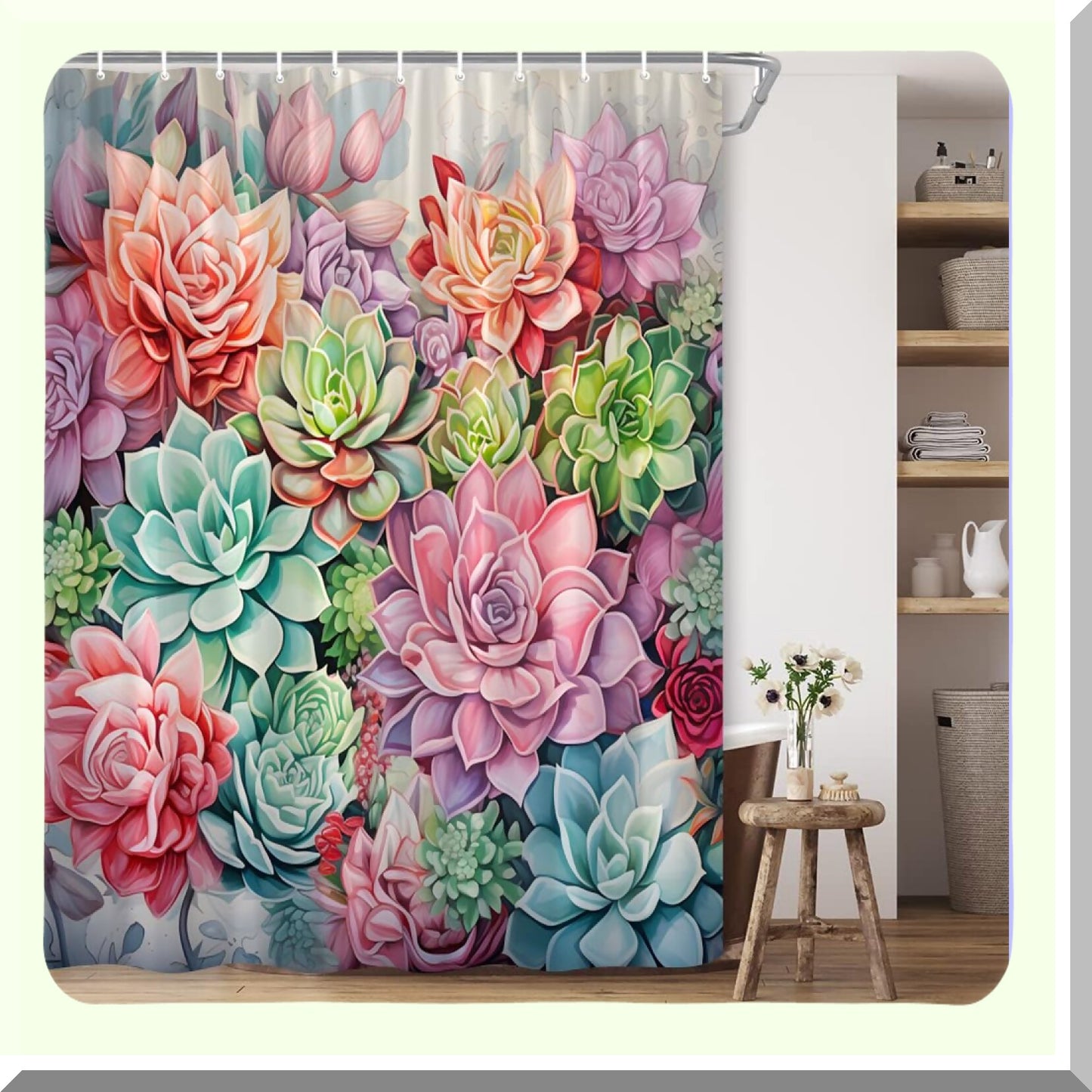 Cactus Shower Curtain with Hooks