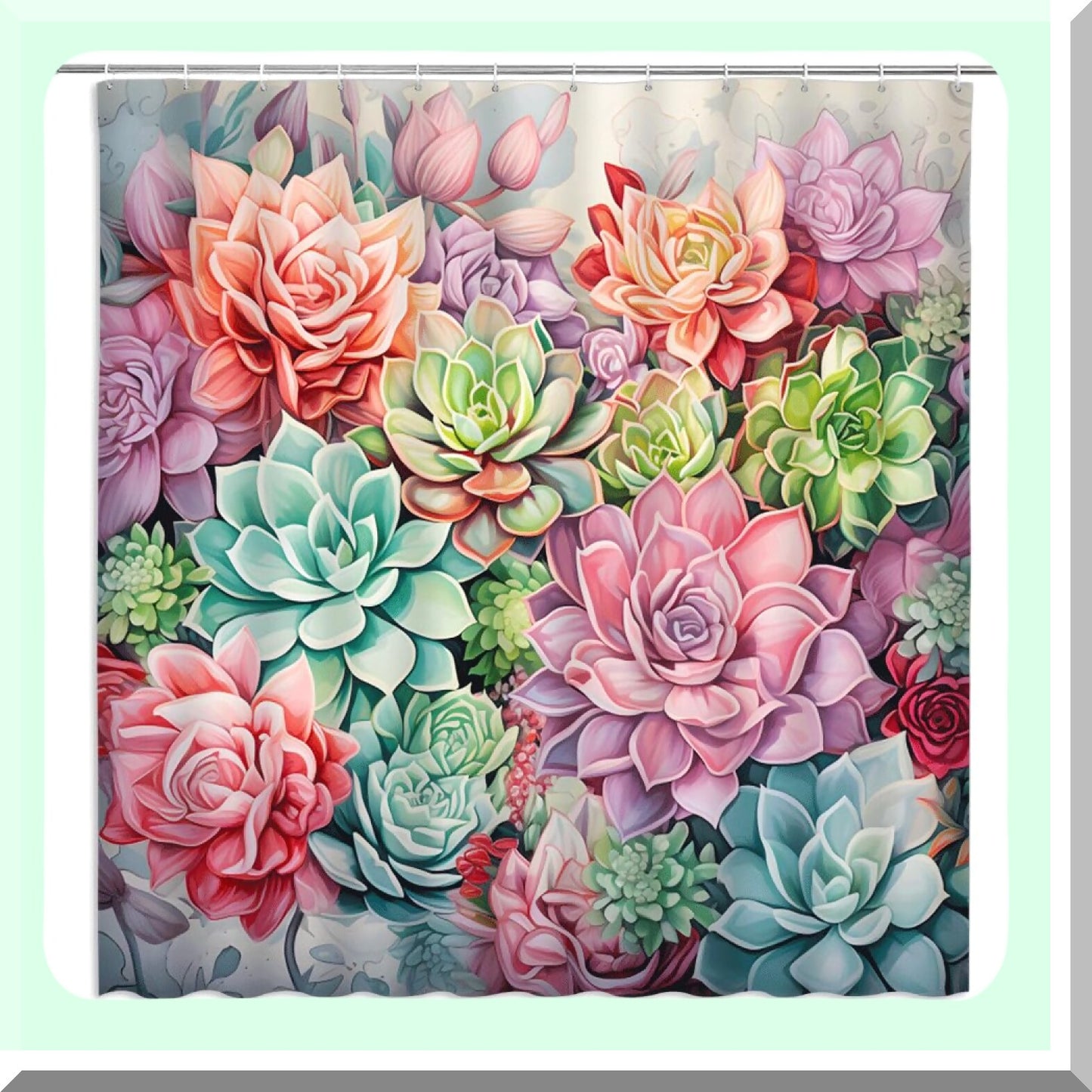Cactus Shower Curtain with Hooks