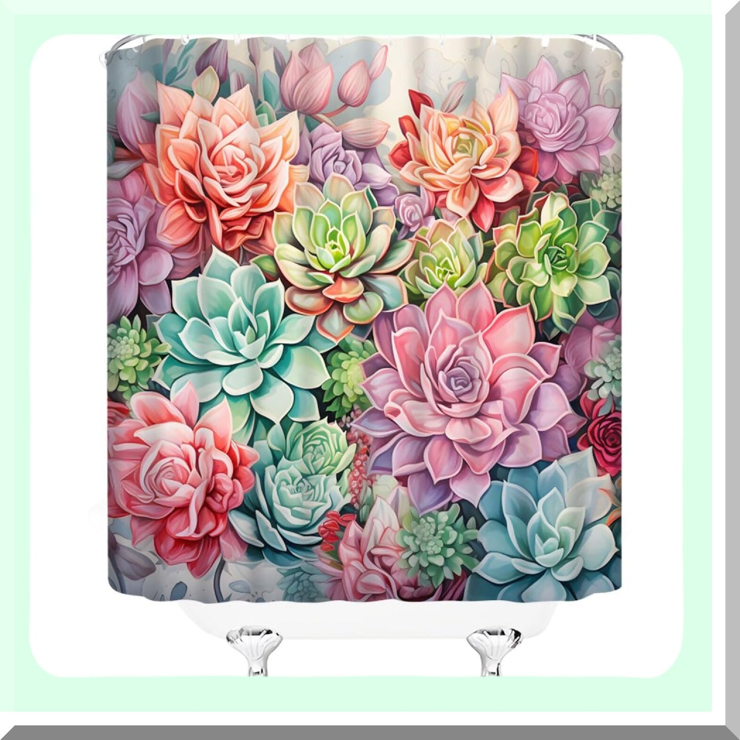 Cactus Shower Curtain with Hooks