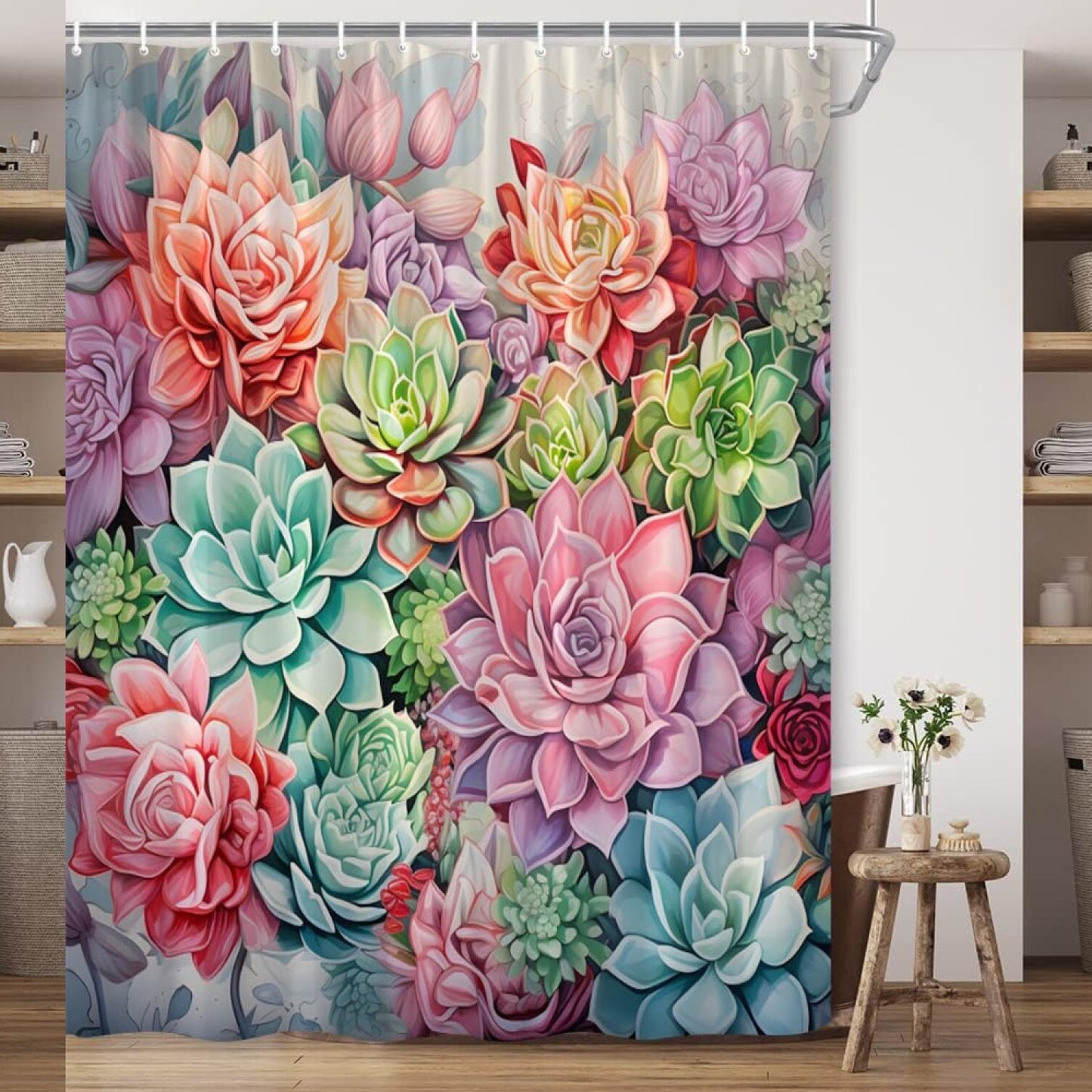 Cactus Shower Curtain with Hooks