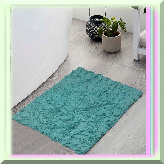 17"x24" Cotton Tufted Bath Rug Turquoise