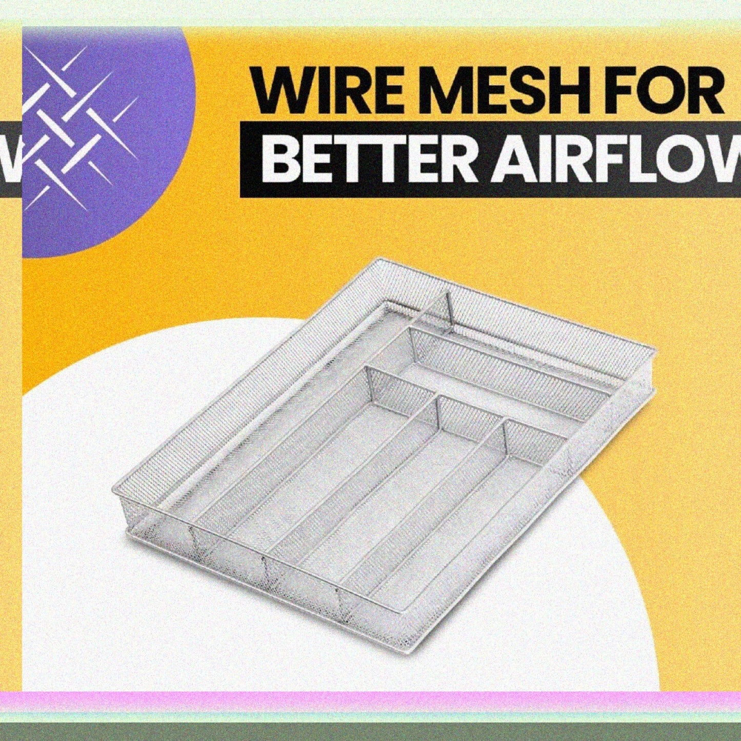 Mesh 5-part In-drawer Cutlery Organizer 12.5x9.25x2 inches