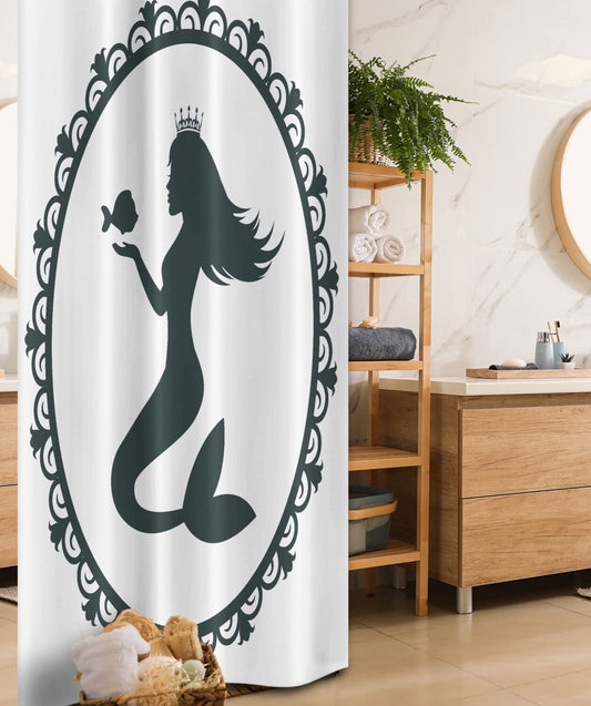 Mermaid Shower Curtain Vintage Cartoon Girl Fish 36x72