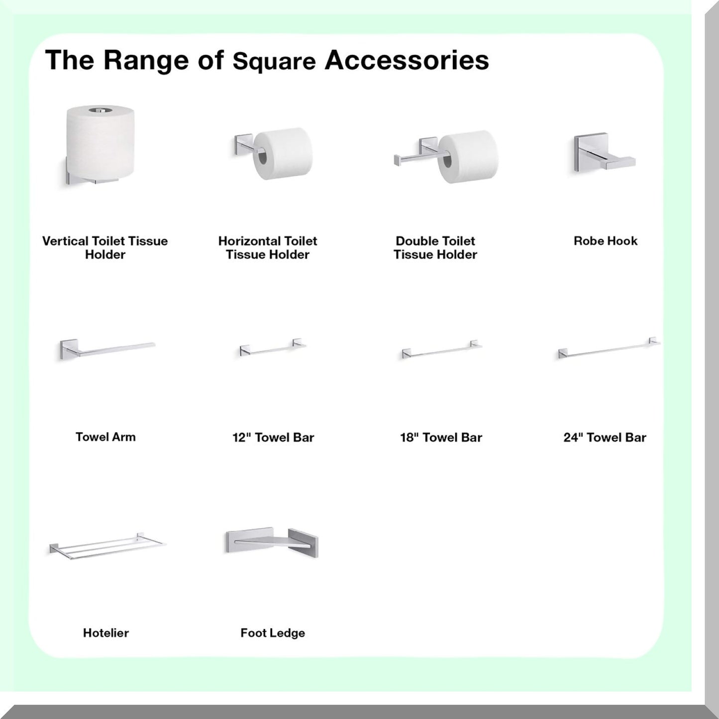 Square Towel Bar Polished Chrome