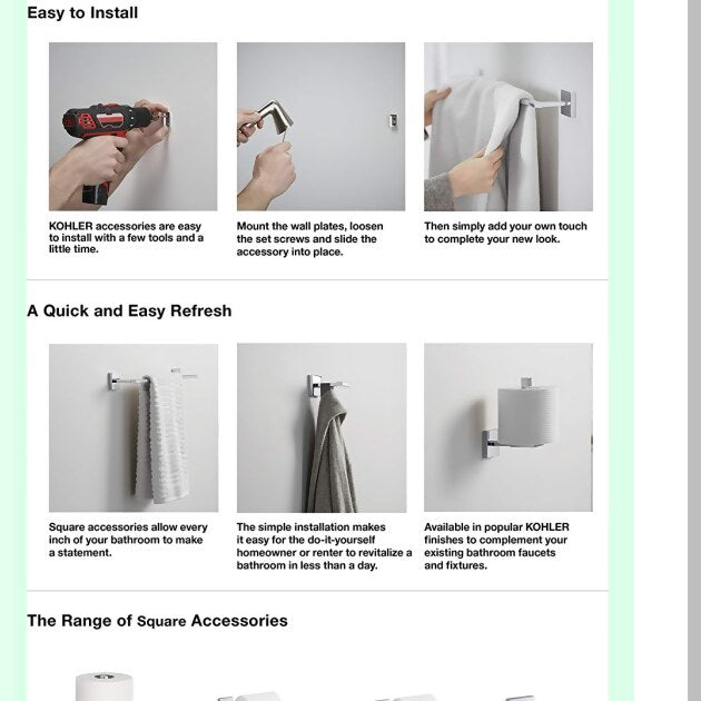 Square Towel Bar Polished Chrome