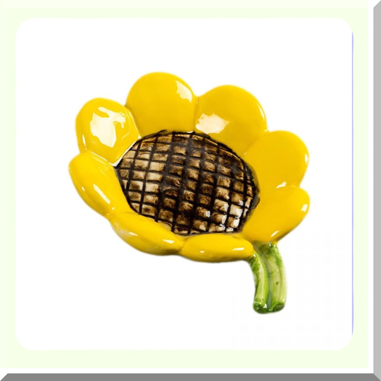 Porcelain Sunflower Shape Soap Dish 6in