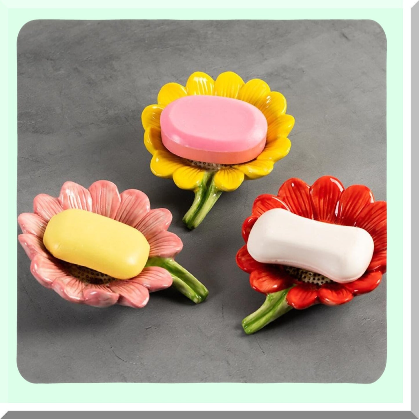 Porcelain Sunflower Shape Soap Dish 6in