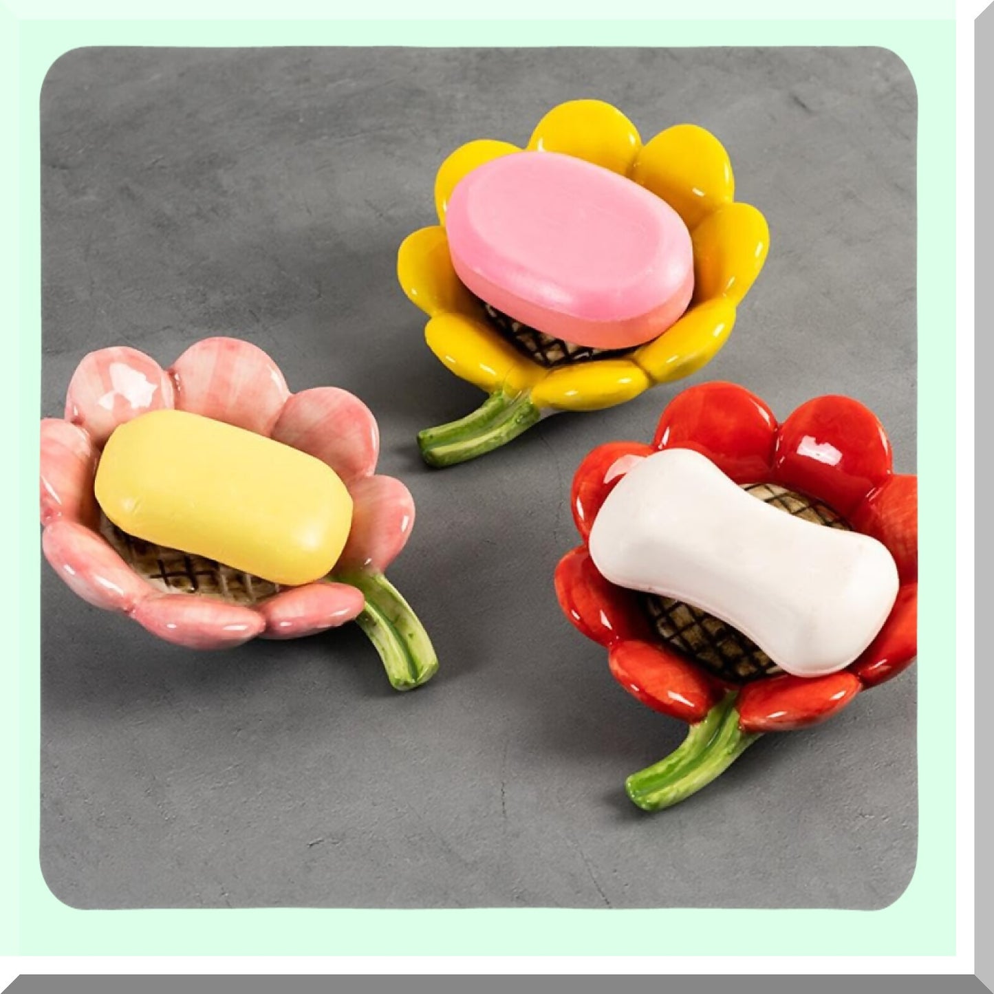 Porcelain Sunflower Shape Soap Dish 6in