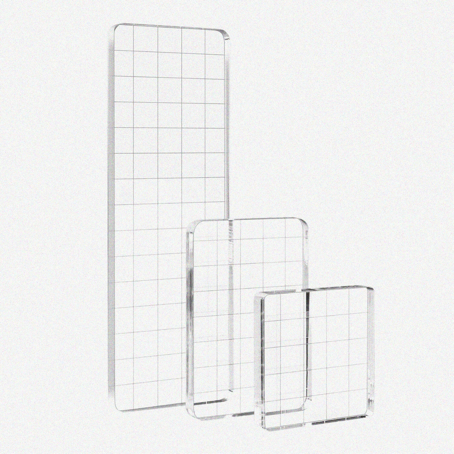 Clear Acrylic Stamp Block Kit with Grid Lines 3 Pieces