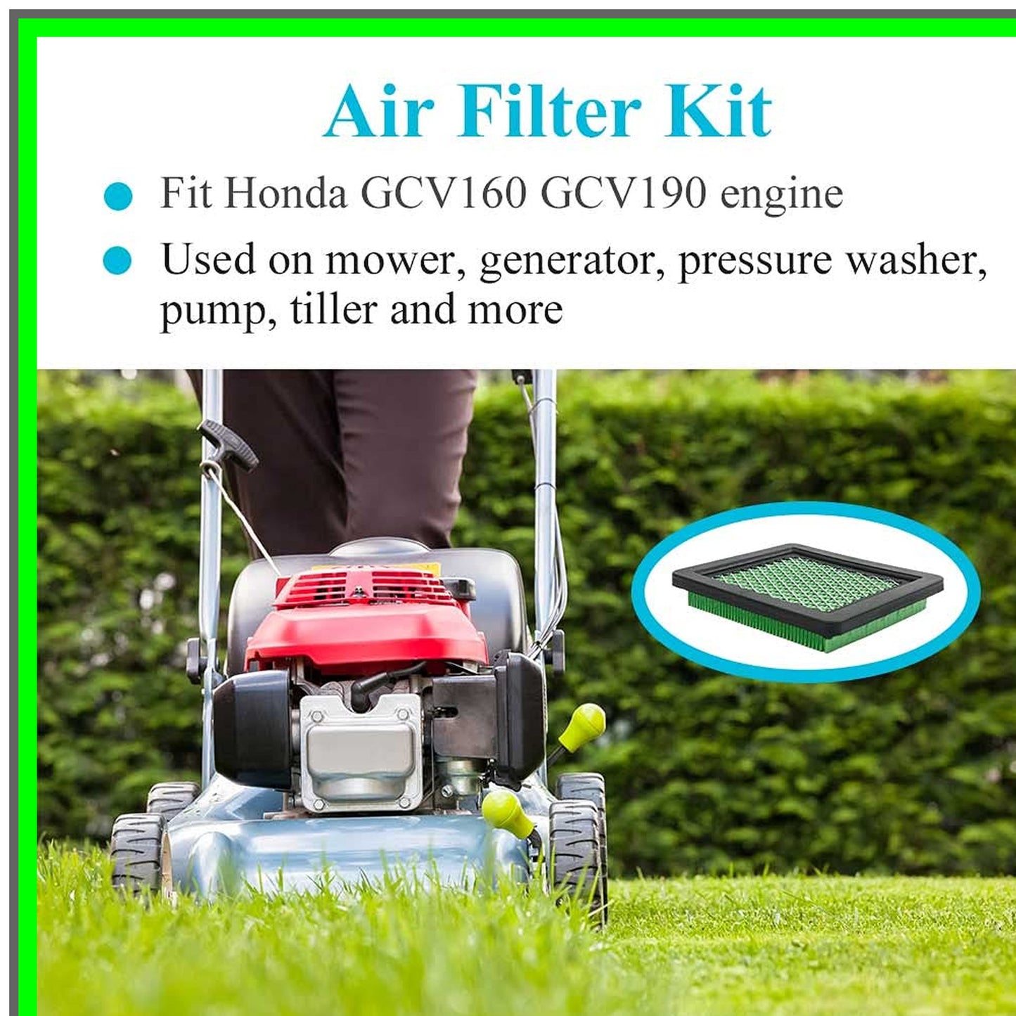 Honda GCV160 Air Filter and Spark Plug Tune-Up Kit for Lawn Mowers