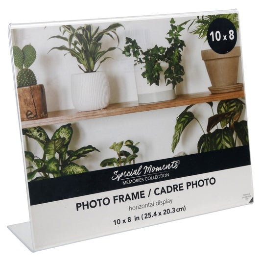 Freestanding Borderless L-Shaped Horizontal Plastic Picture Frames, 8x10 in. (24