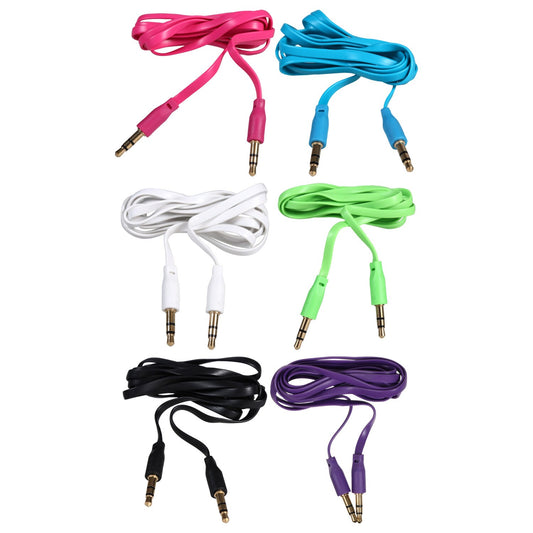 E-Circuit Colorful Flatwire Audio Cables with 3.5-mm. Jacks, 36 in. (Pack of 48)