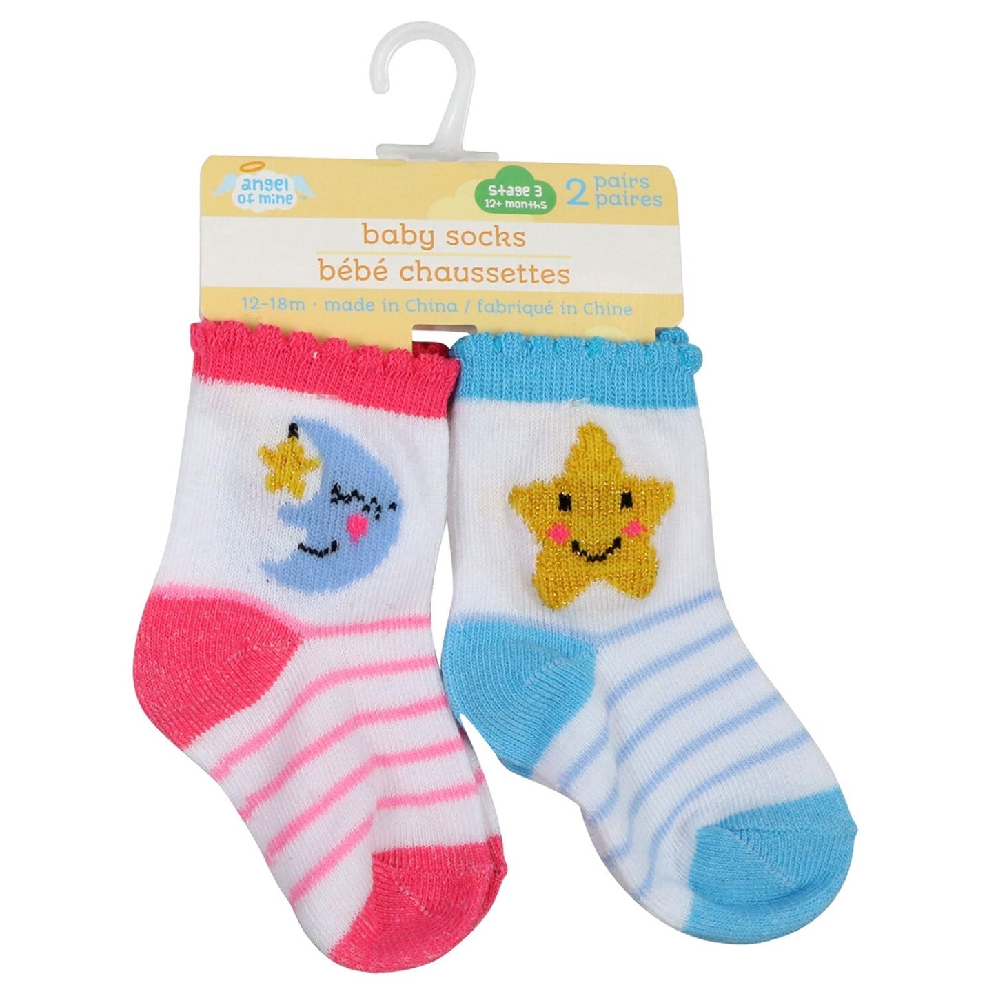Angel of Mine Colorful Baby Socks, 2-ct. Packs (Pack of 36)