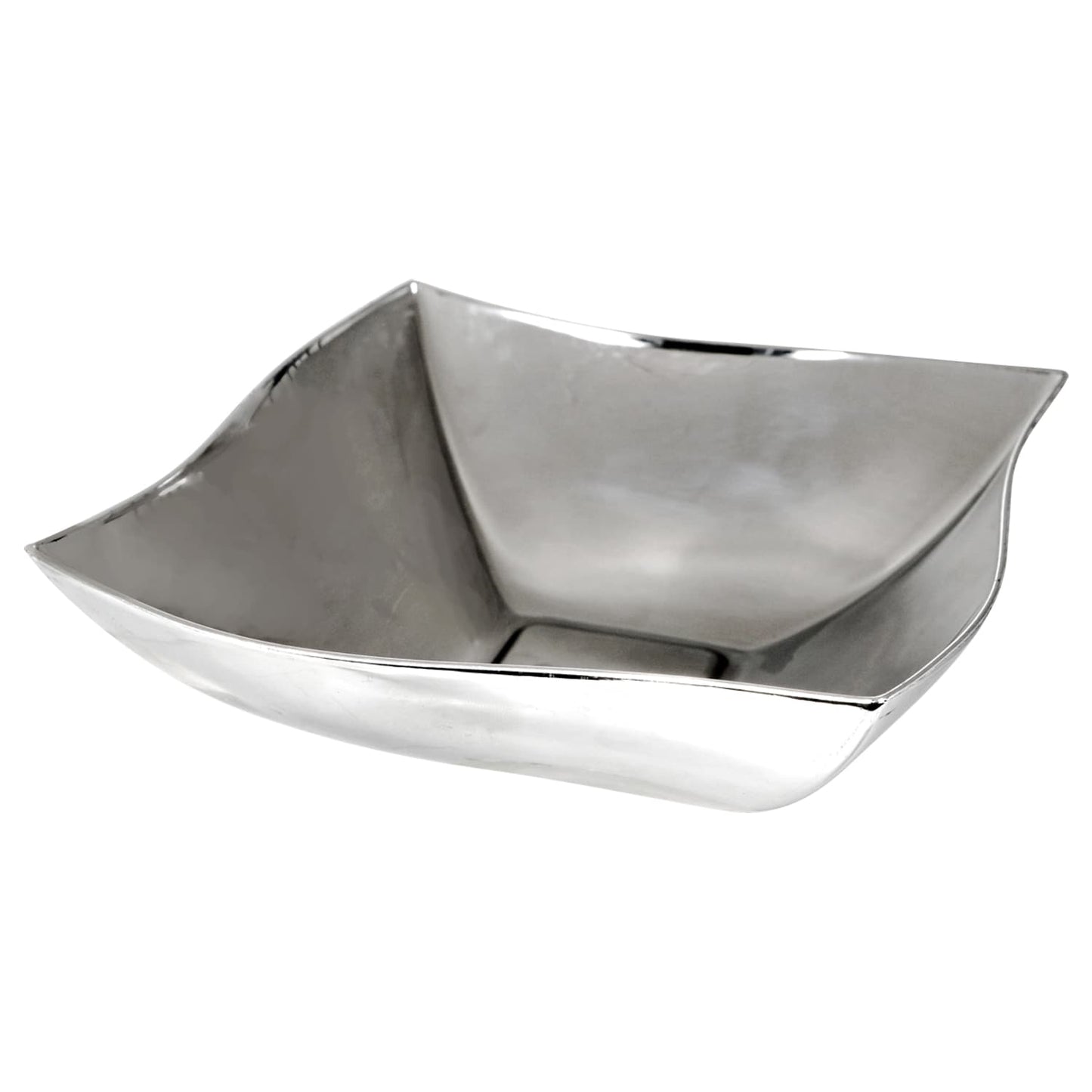 Wavy-Square Silver Plastic Serving Bowls, 7 in. (Pack of 4)