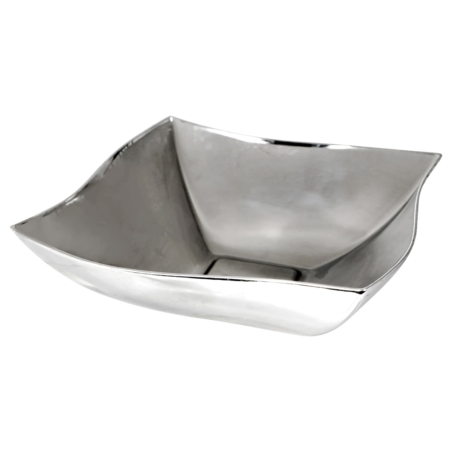 Wavy-Square Silver Plastic Serving Bowls, 7 in. (Pack of 4)