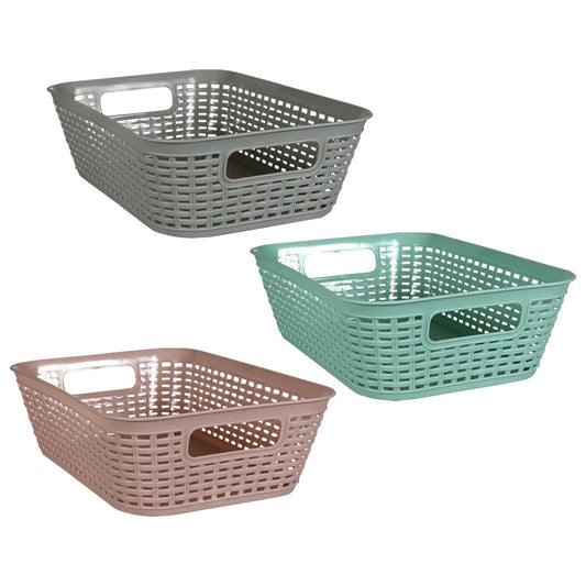 Woven-Style Baskets with Handles, 11.75x7.75x3.5-in. (Pac 24)